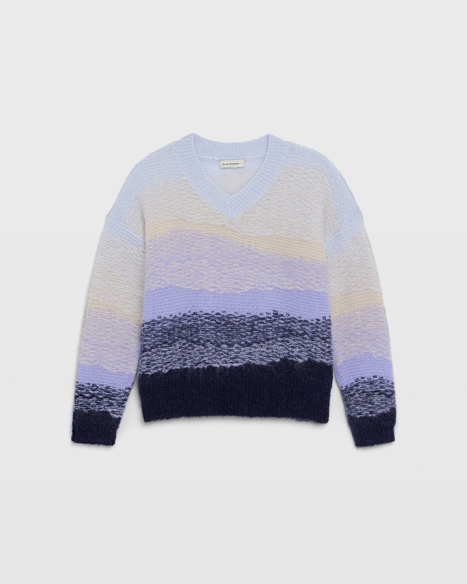 CLUB MONACO - Chandail à col en V en jacquard - Mélange bleu clair
