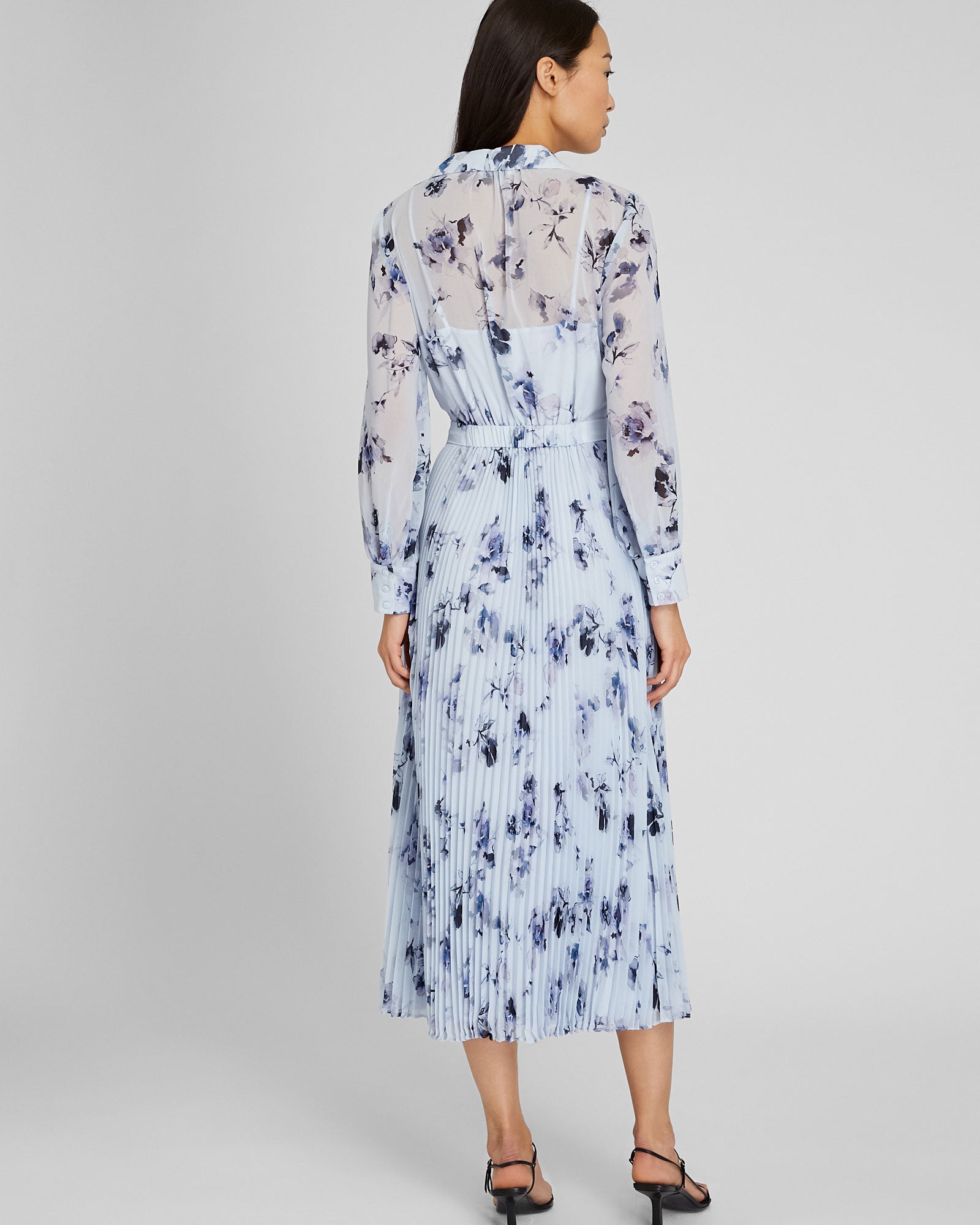 CLUB MONACO - Pleated Maxi Shirt Dress - Horizon Blue