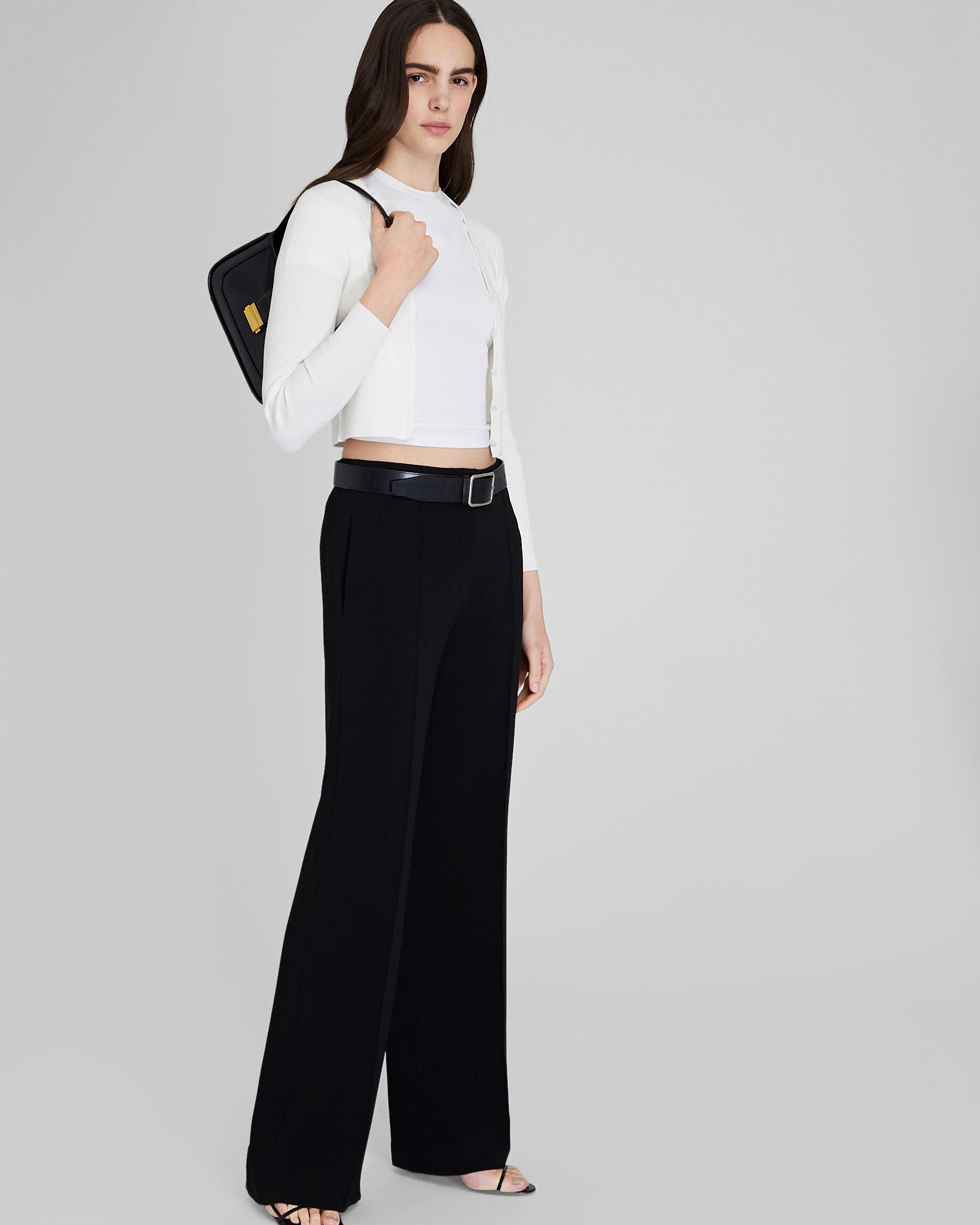 CLUB MONACO - Button Front Ribbed Cardigan - White