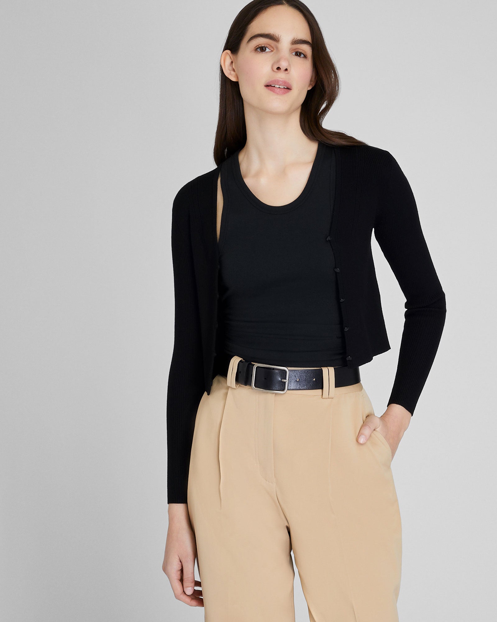 CLUB MONACO - Cardigan côtelé boutonné - Noir
