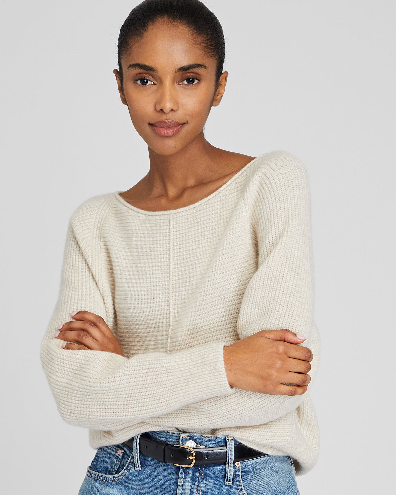 CLUB MONACO - Relaxed Ribbed Cashmere Sweater - Oatmeal Heather