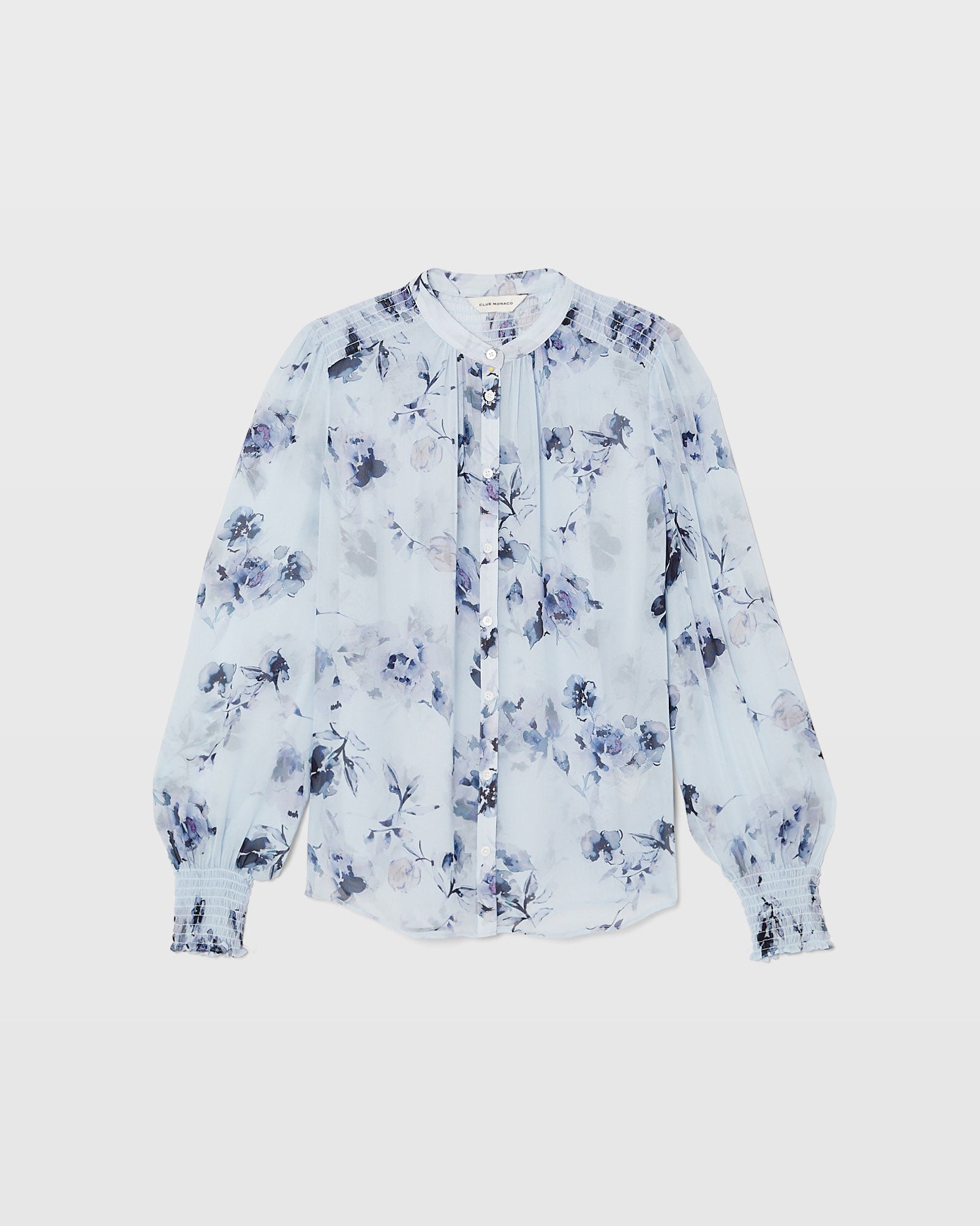 CLUB MONACO - Chemisier à empiècement froncé - Mélange Bleu