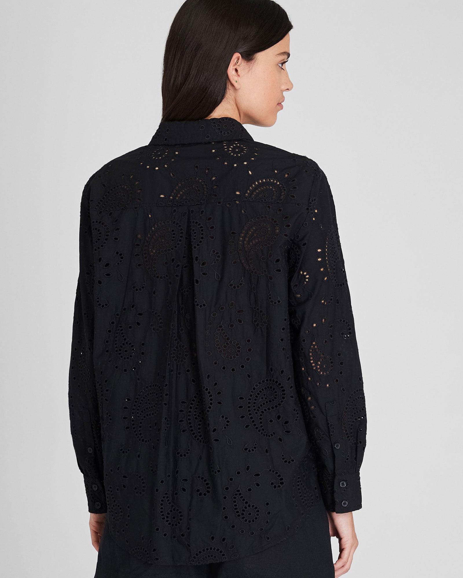 CLUB MONACO - Eyelet Paisley Shirt - Black