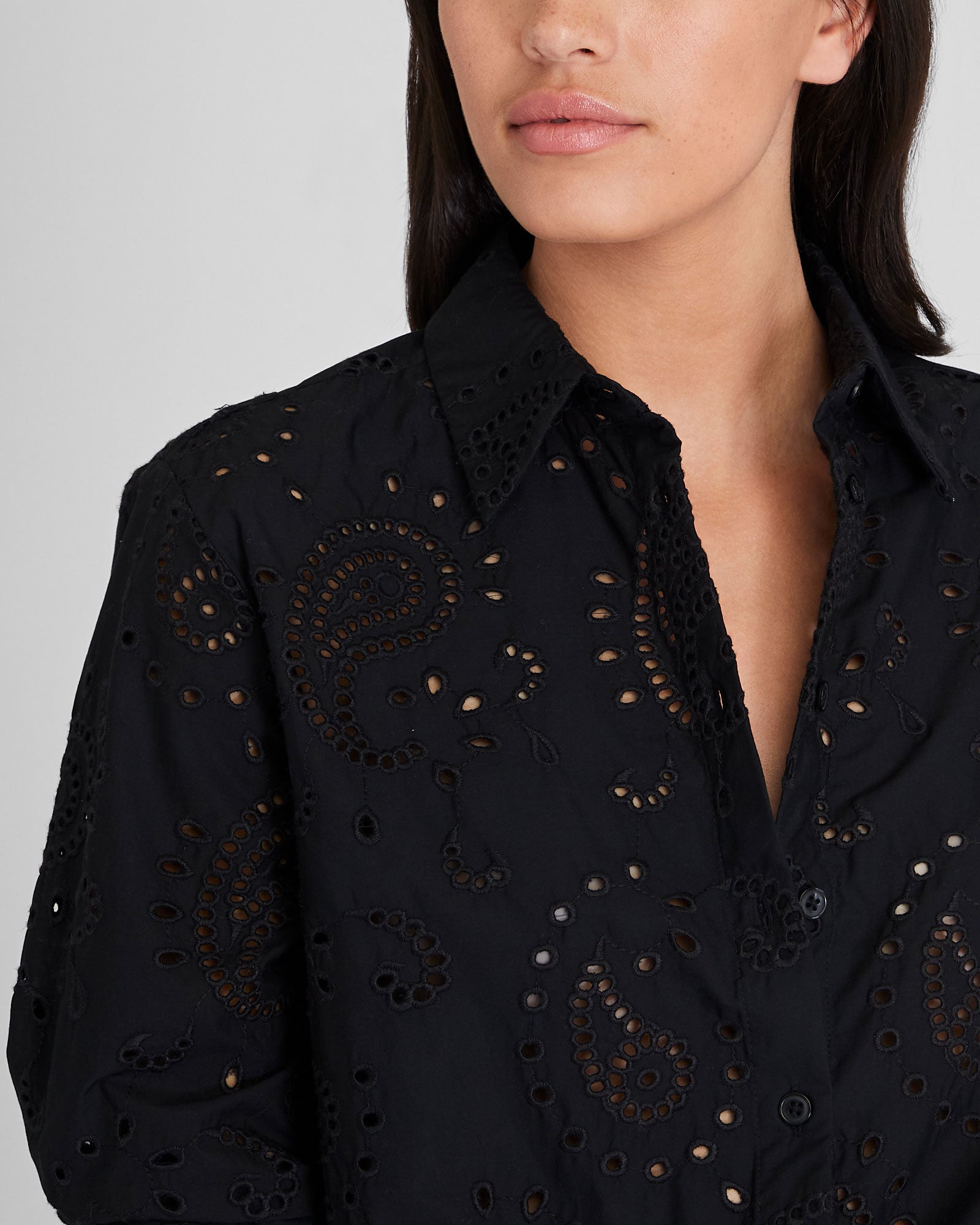 CLUB MONACO - Eyelet Paisley Shirt - Black