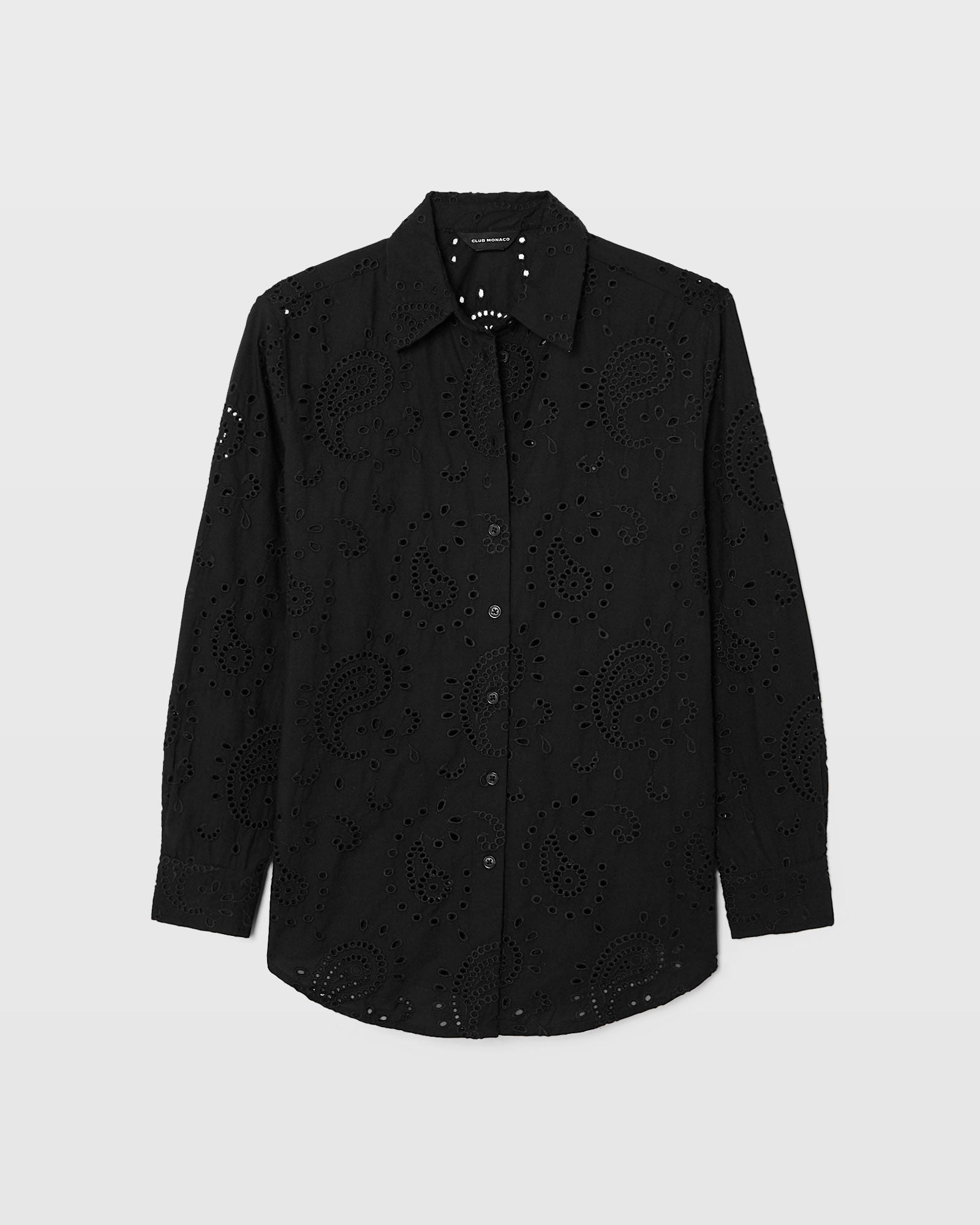CLUB MONACO - Eyelet Paisley Shirt - Black