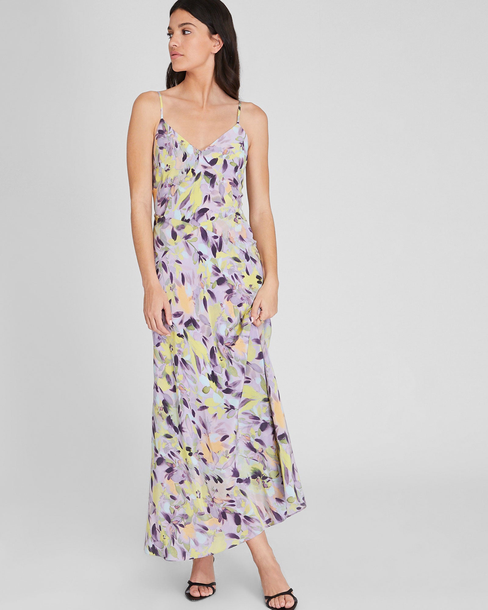 CLUB MONACO - Robe longue en soie - Base violette