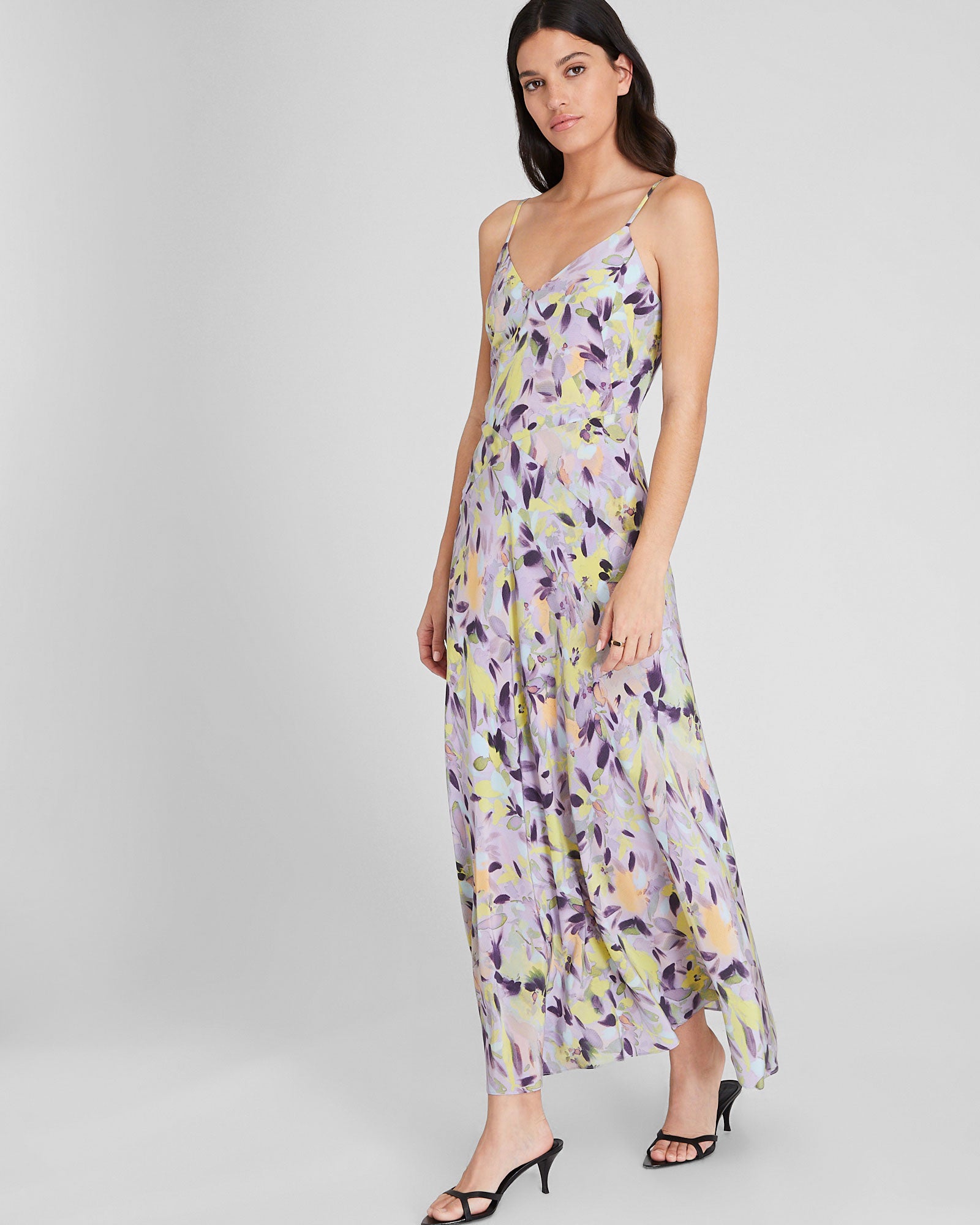 CLUB MONACO - Robe longue en soie - Base violette