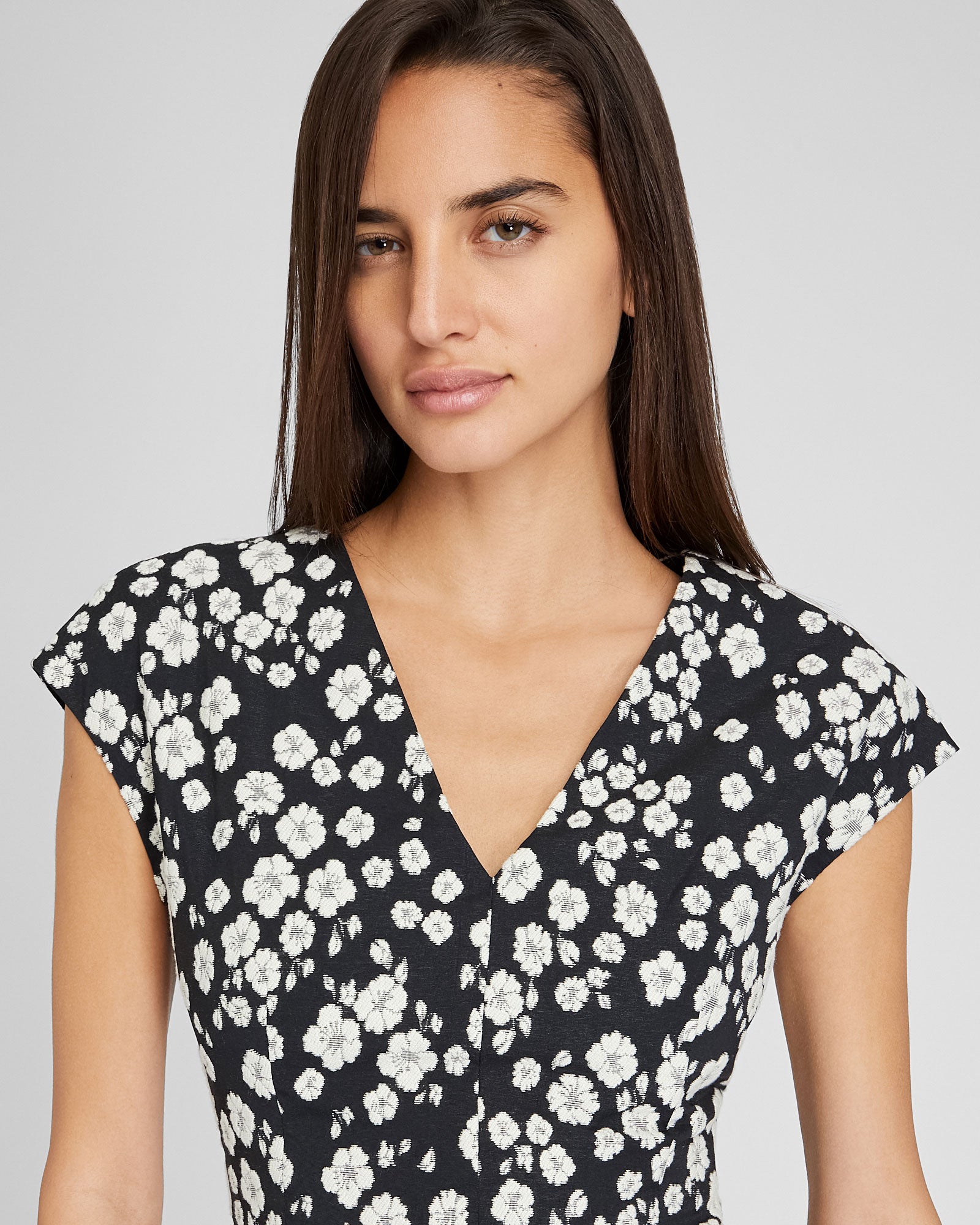 CLUB MONACO - Fit & Flare Jacquard Mini Dress - Black