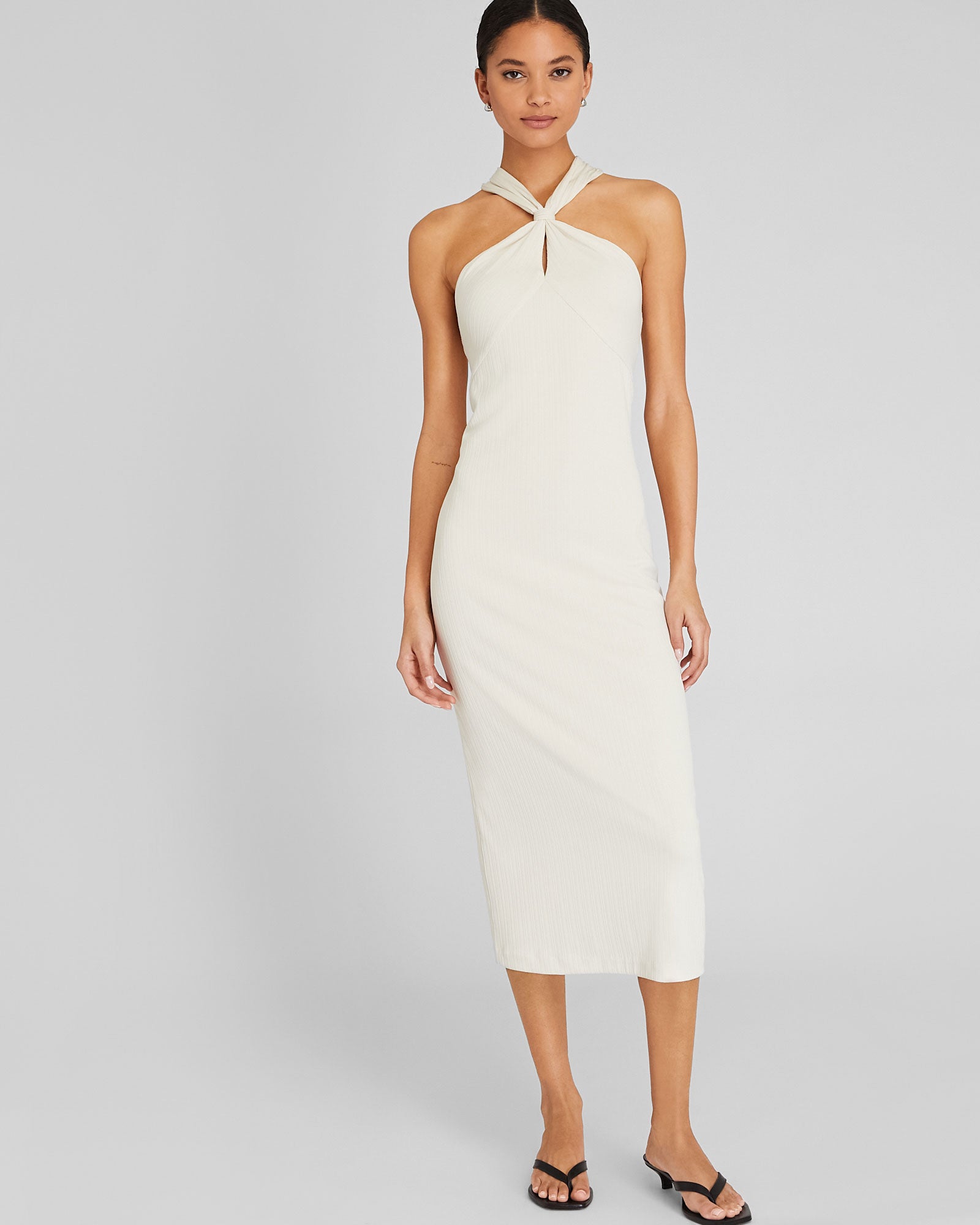 Women's Off White Variegated Rib Knit Dress | Club Monaco US Women's Off White Variegated Rib Knit Dress | Club Monaco US