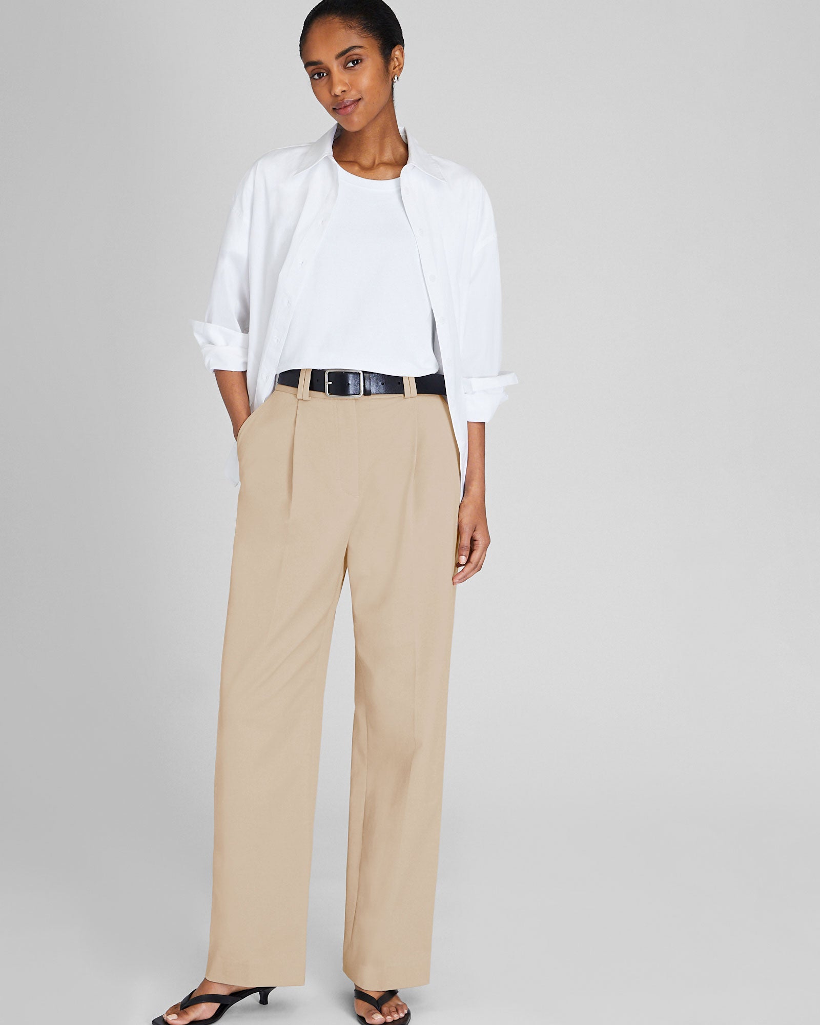Women's Khaki Single Pleat Trouser