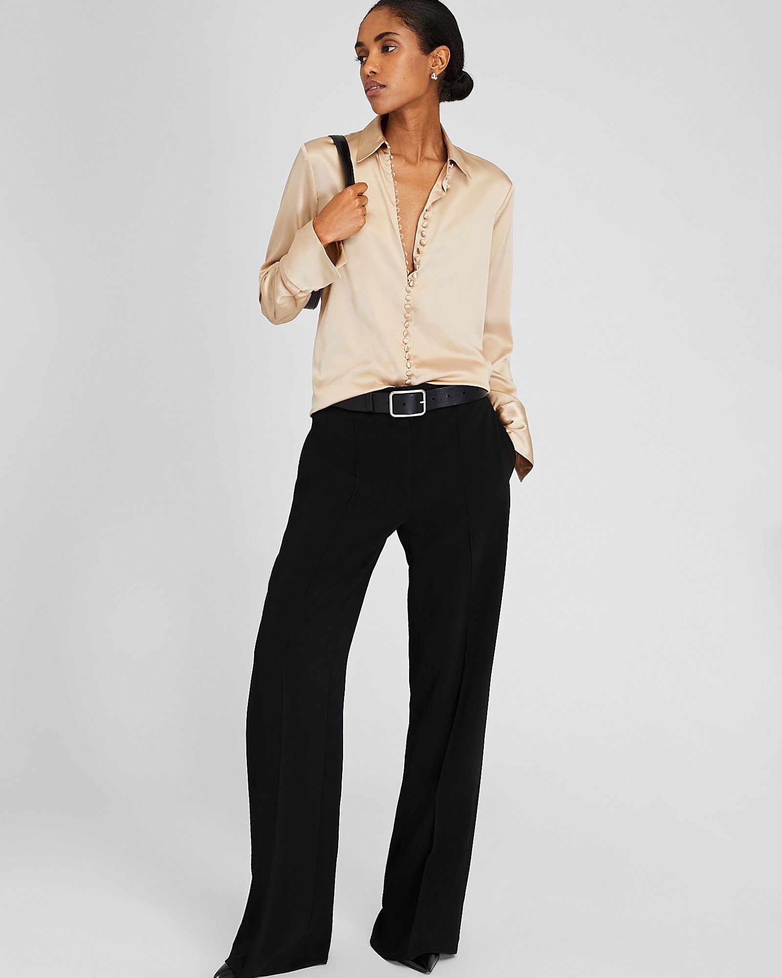 CLUB MONACO - Helek Stretch Silk Charmeuse Shirt - Sesame