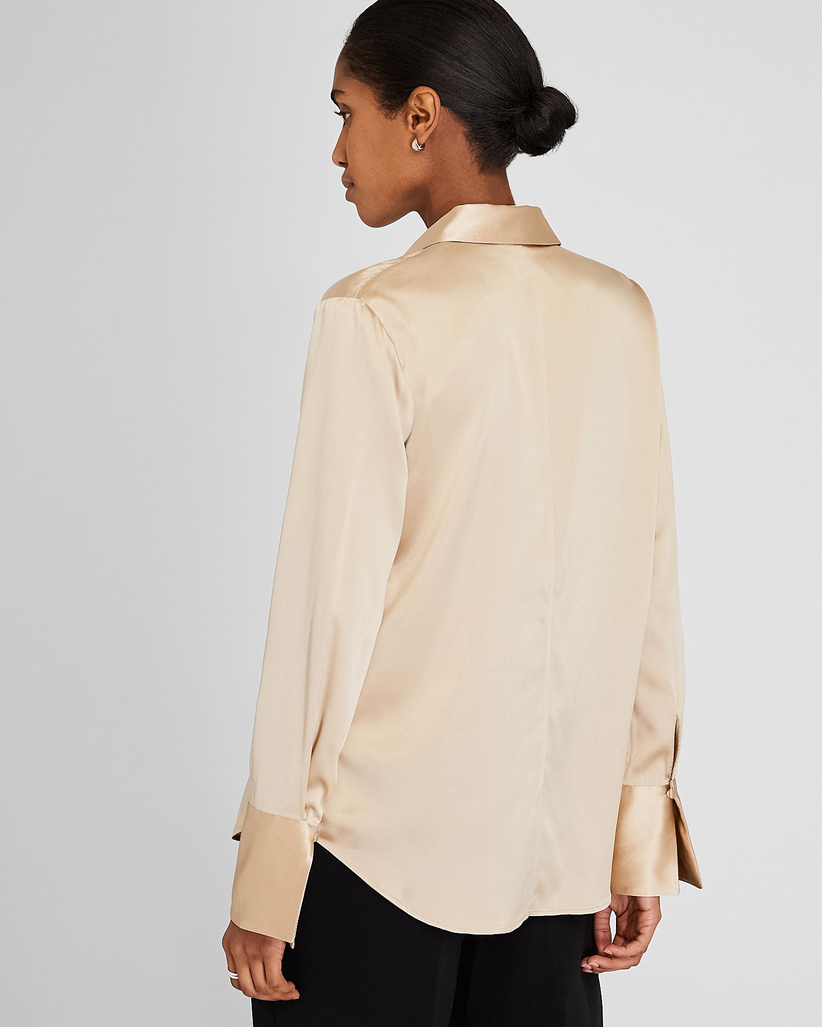CLUB MONACO - Helek Stretch Silk Charmeuse Shirt - Sesame
