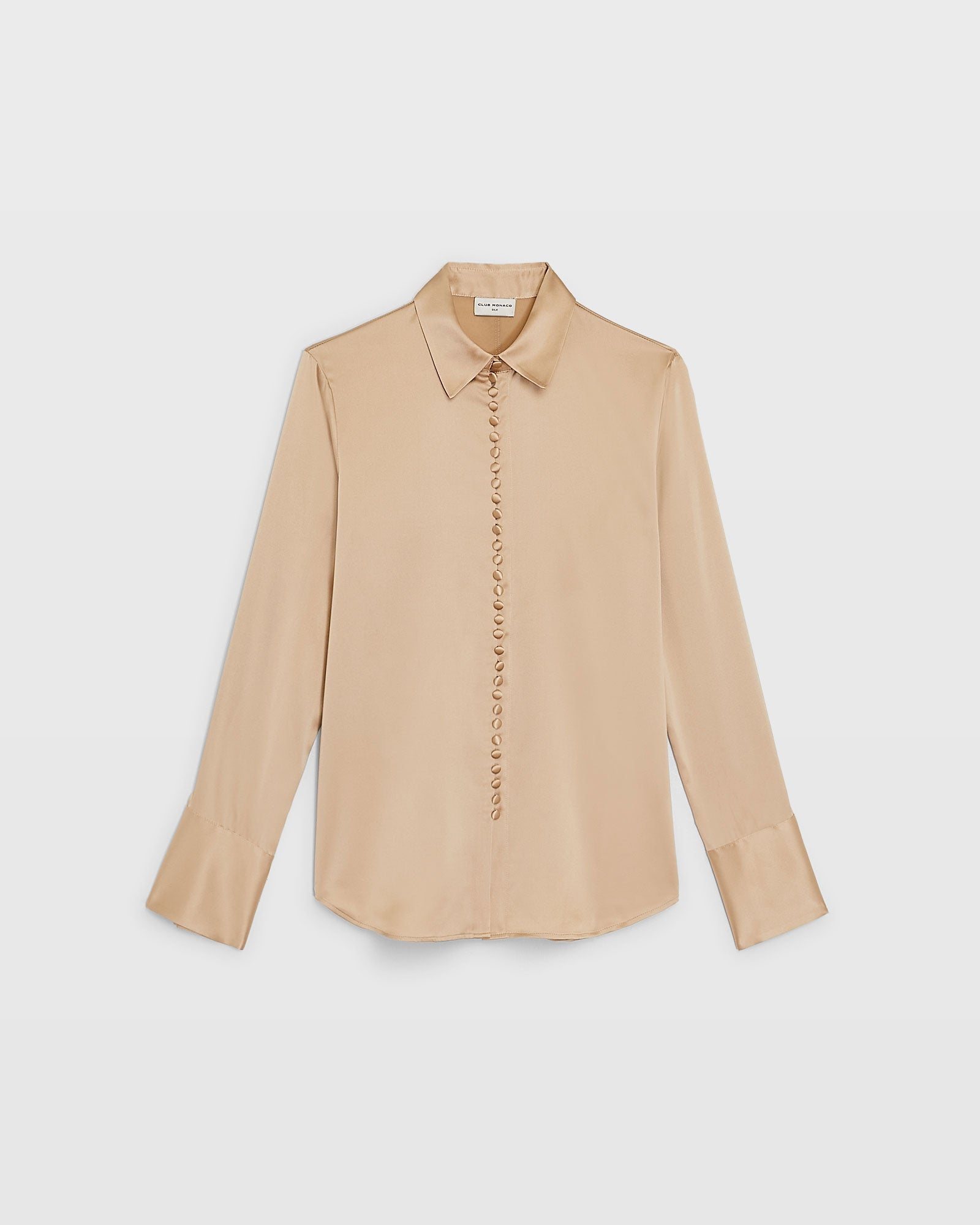CLUB MONACO - Helek Stretch Silk Charmeuse Shirt - Sesame