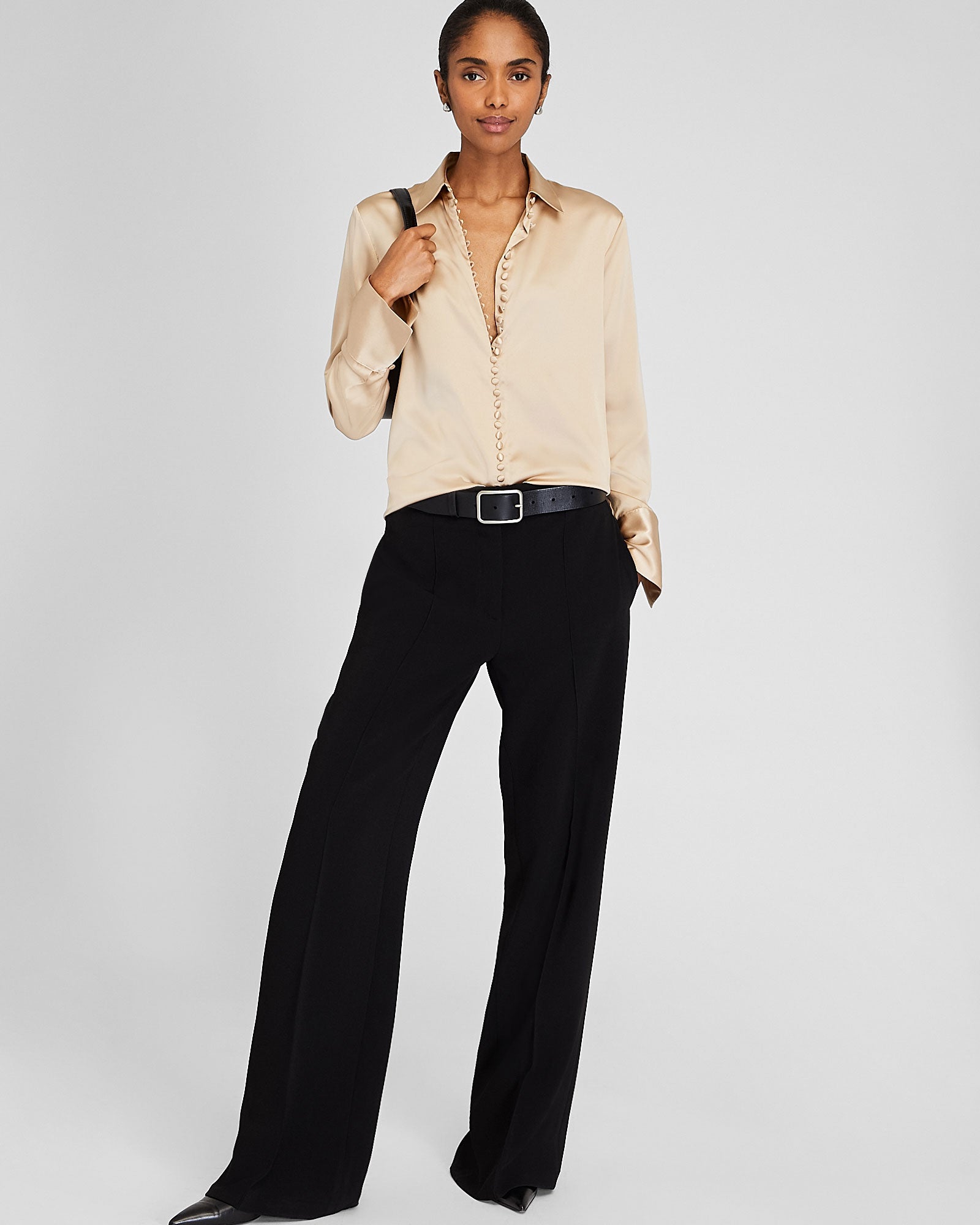 CLUB MONACO - Helek Stretch Silk Charmeuse Shirt - Sesame