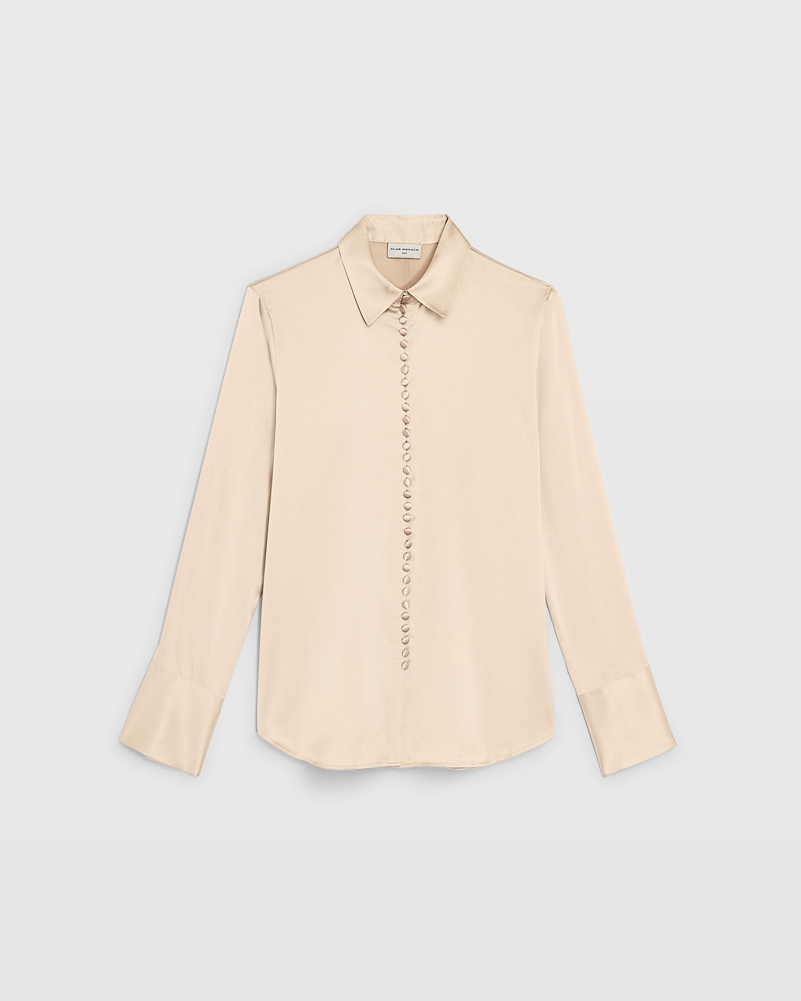 CLUB MONACO - Helek Stretch Silk Charmeuse Shirt - Sesame