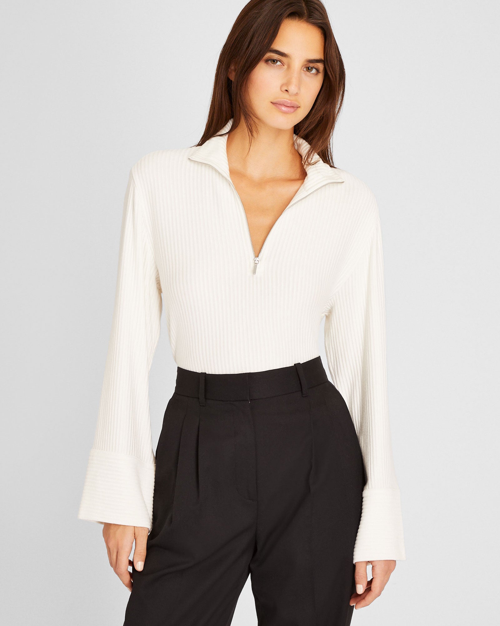 CLUB MONACO - Plush Ribbed Quarter-Zip Sweater - Off White