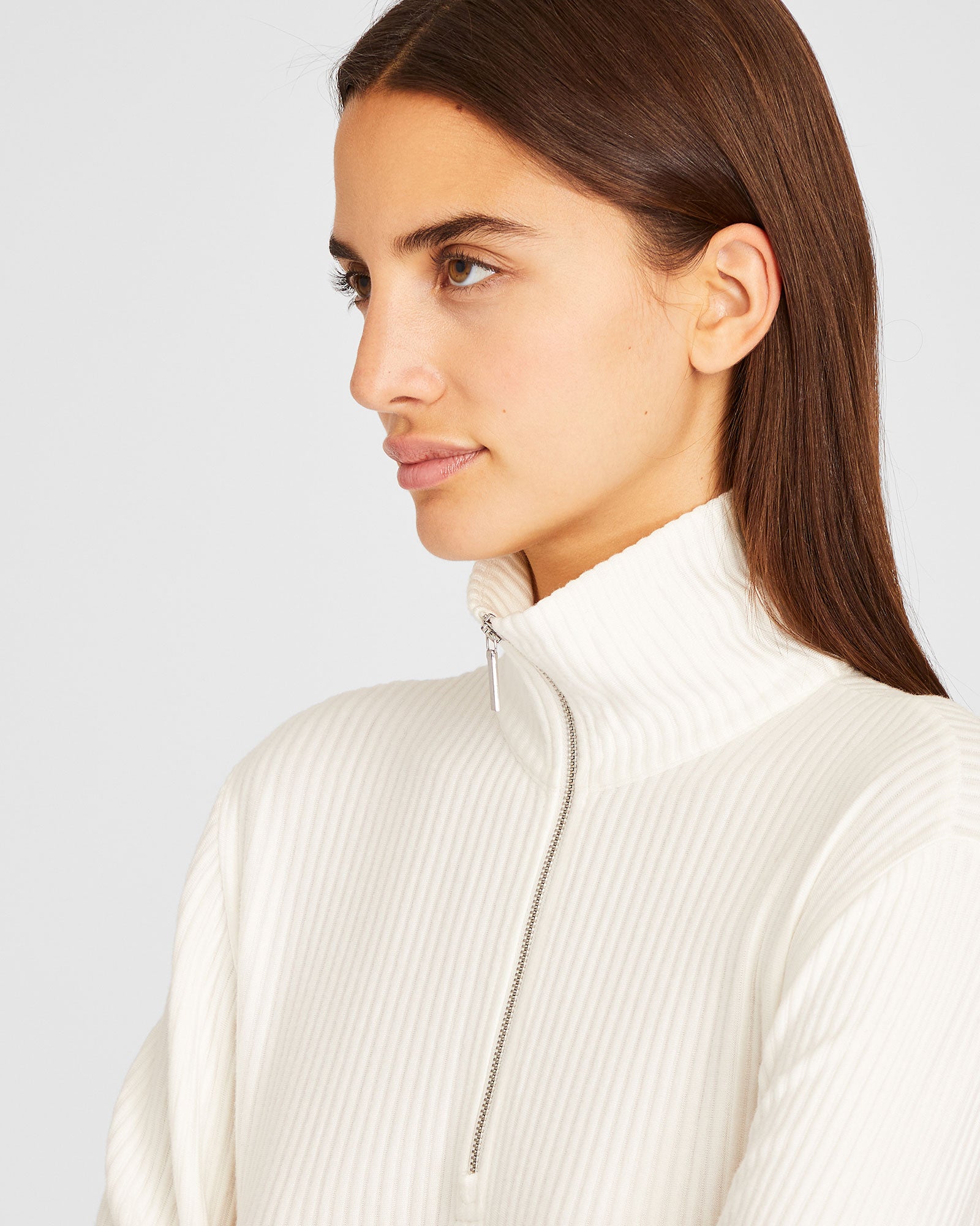 CLUB MONACO - Plush Ribbed Quarter-Zip Sweater - Off White