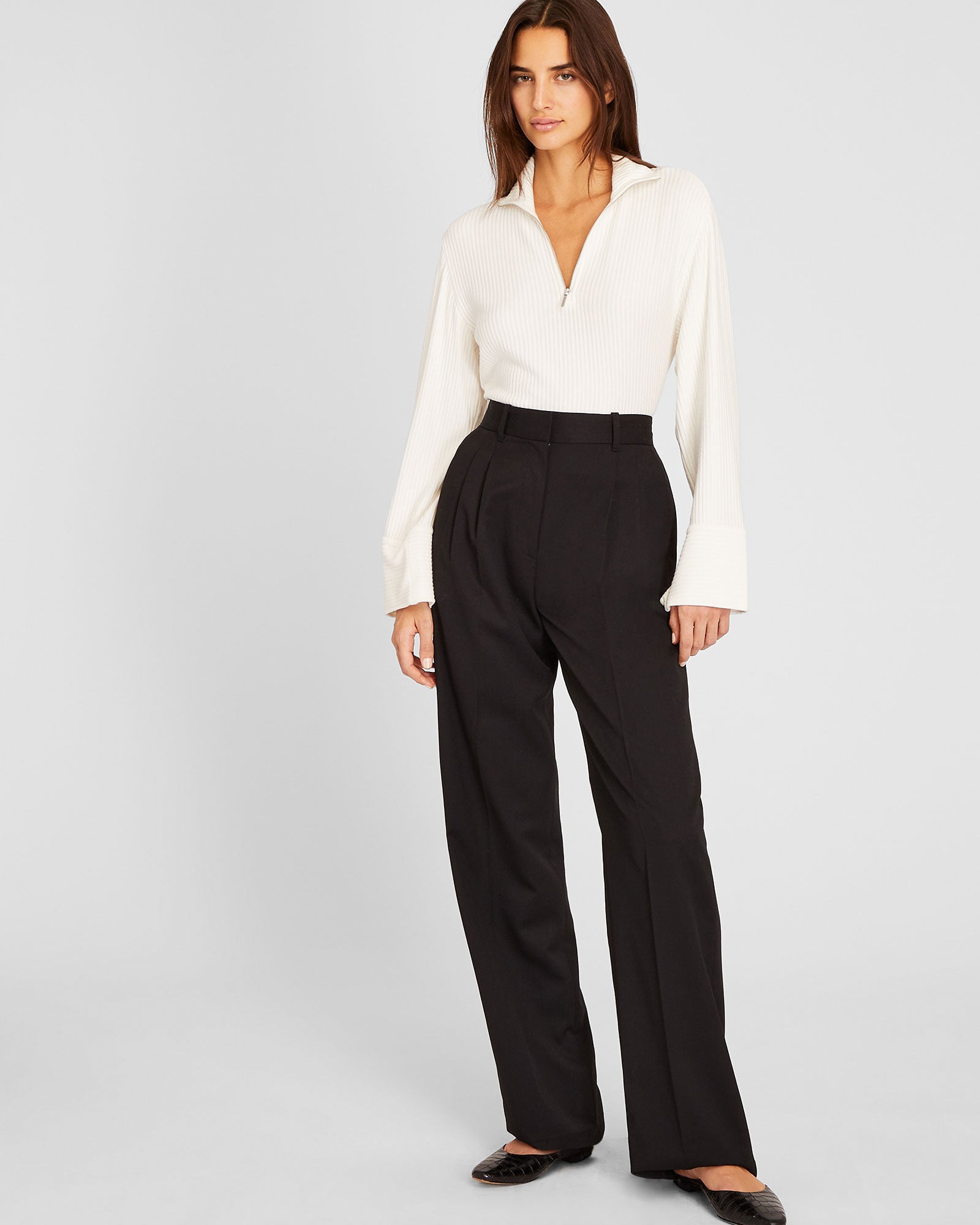 CLUB MONACO - Plush Ribbed Quarter-Zip Sweater - Off White