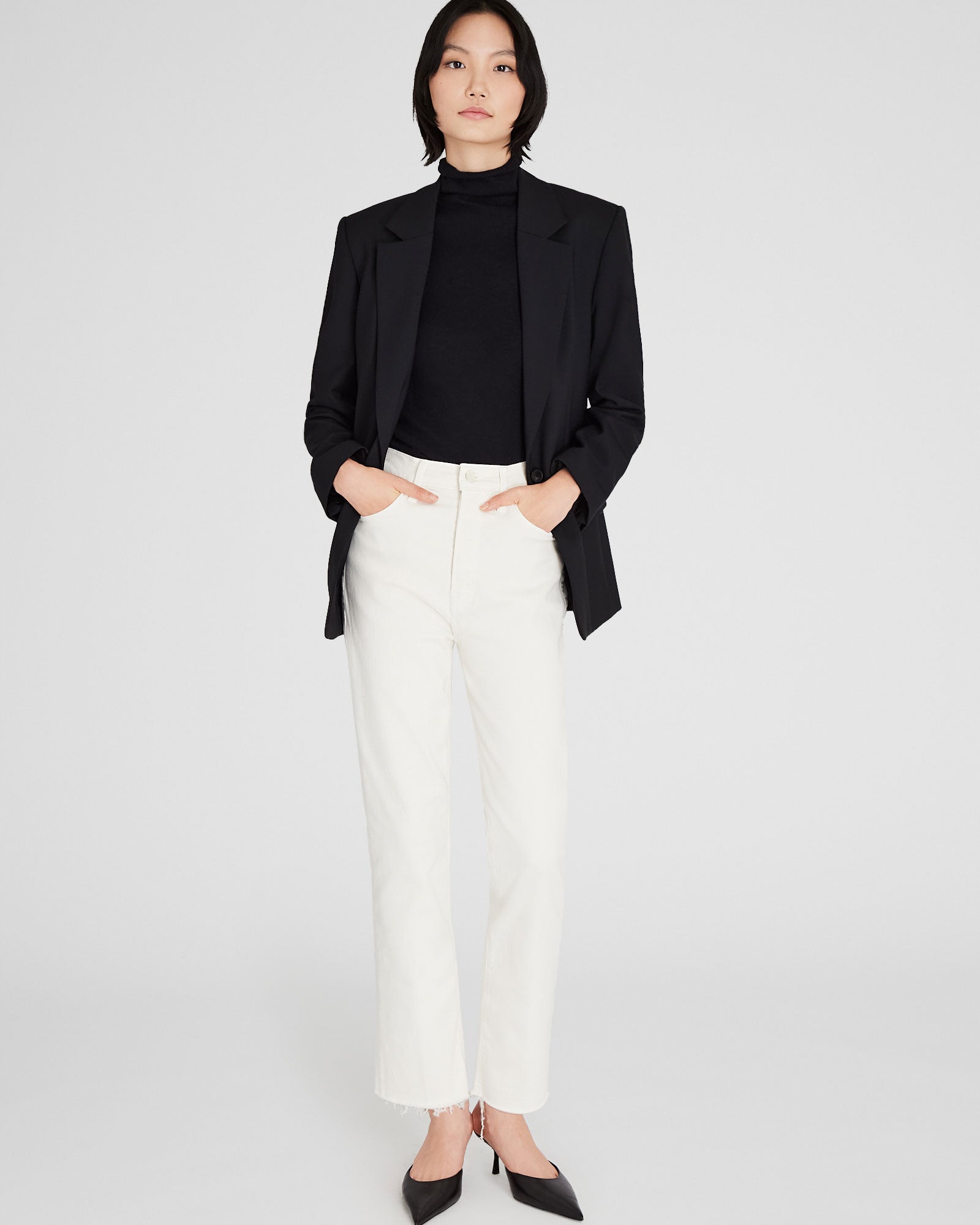 CLUB MONACO - MOTHER The Tripper Ankle Fray Jeans - Light Denim