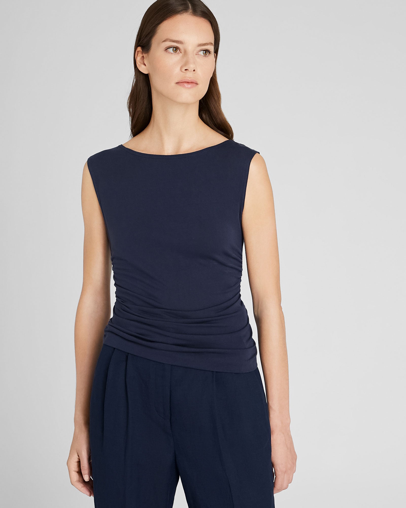 CLUB MONACO - Haut en tricot froncé - Marine