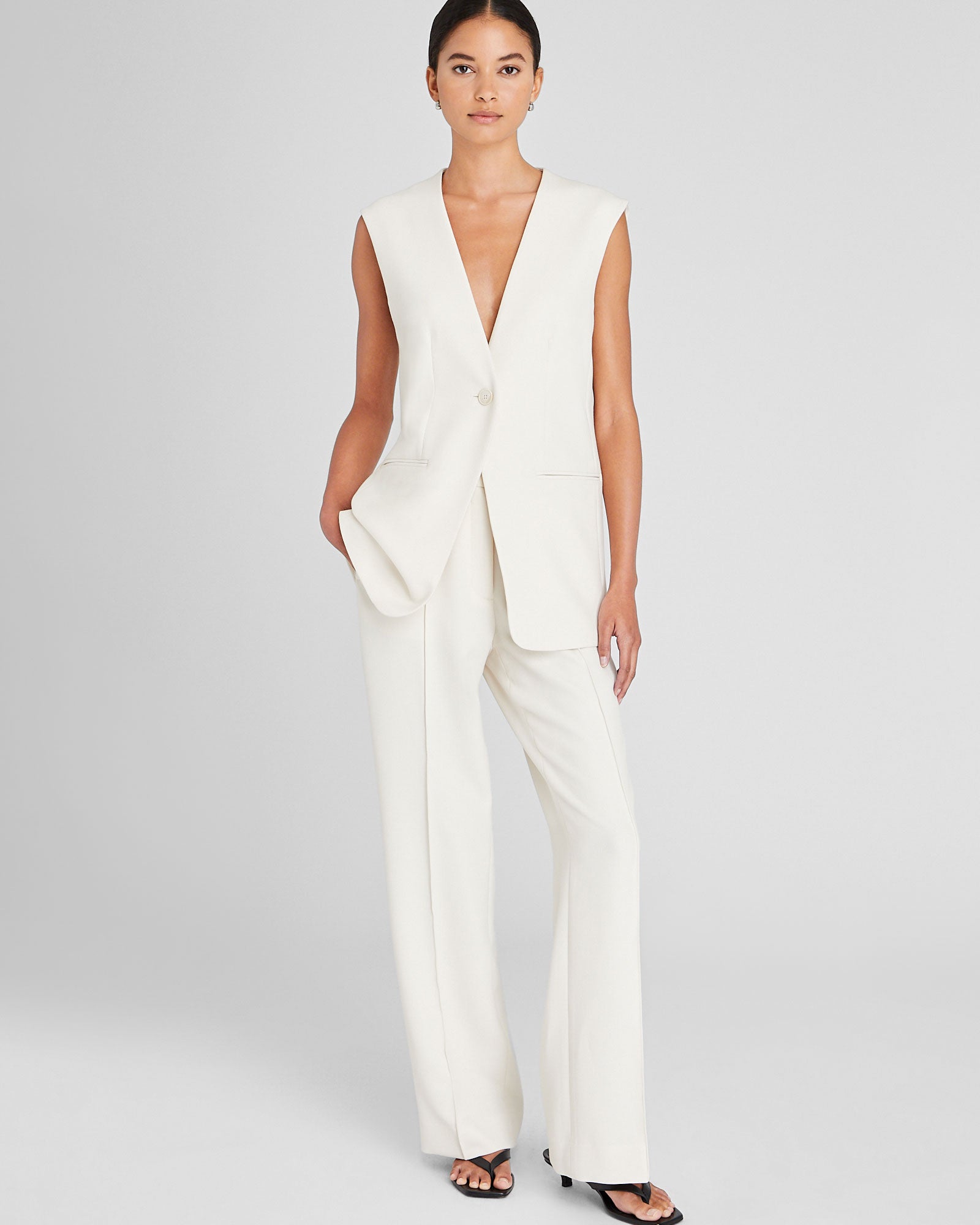 CLUB MONACO - Relaxed Long Vest - Off White