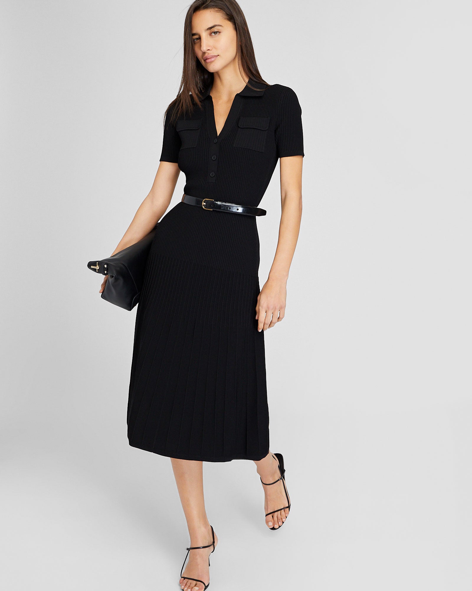 CLUB MONACO - Johnny Collar Sweater Dress - Black