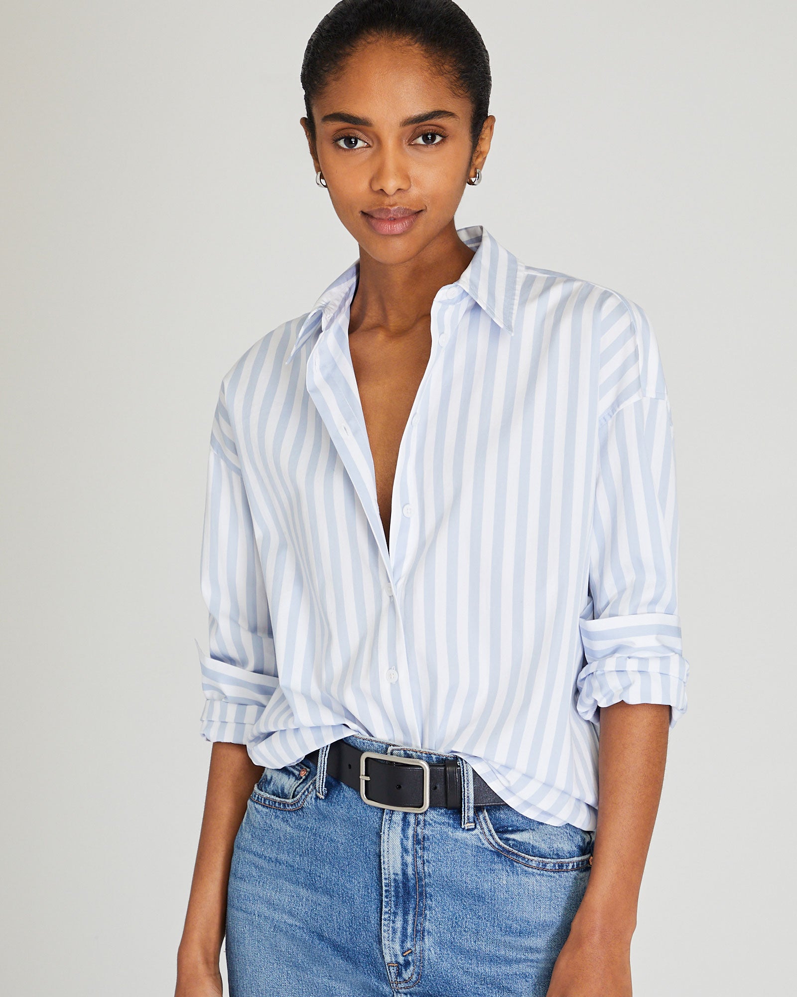 CLUB MONACO - Chemise classique à rayures - Rayures bleues/blanches