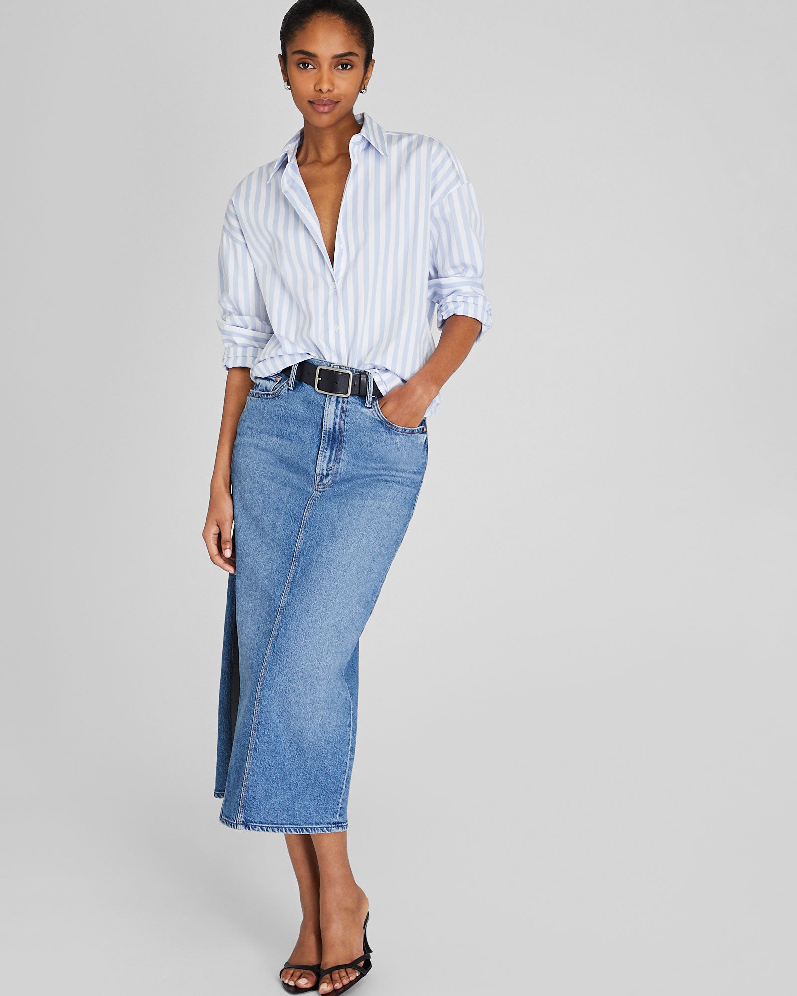 CLUB MONACO - Chemise classique à rayures - Rayures bleues/blanches