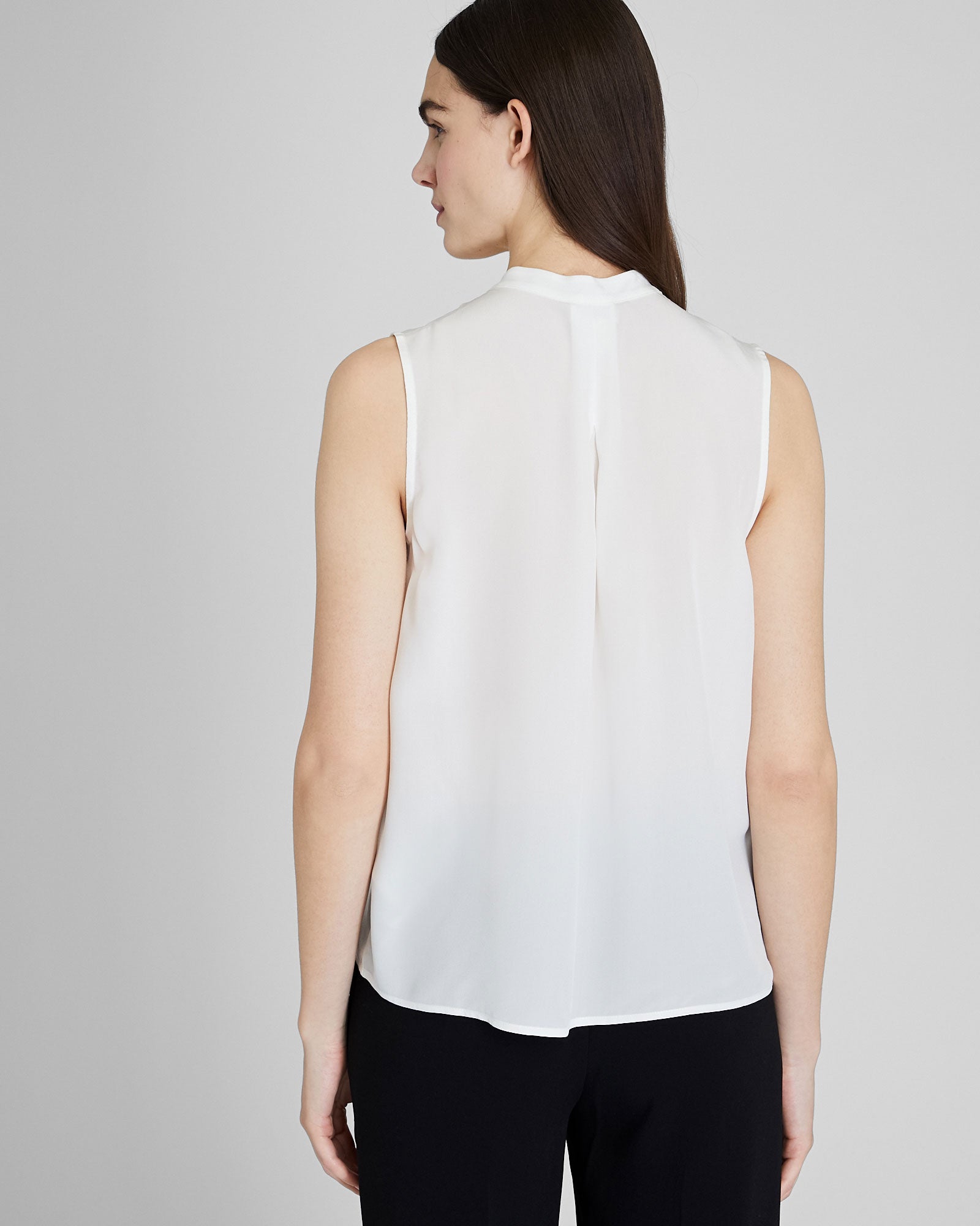 CLUB MONACO - Sleeveless Silk Popover Shirt - White