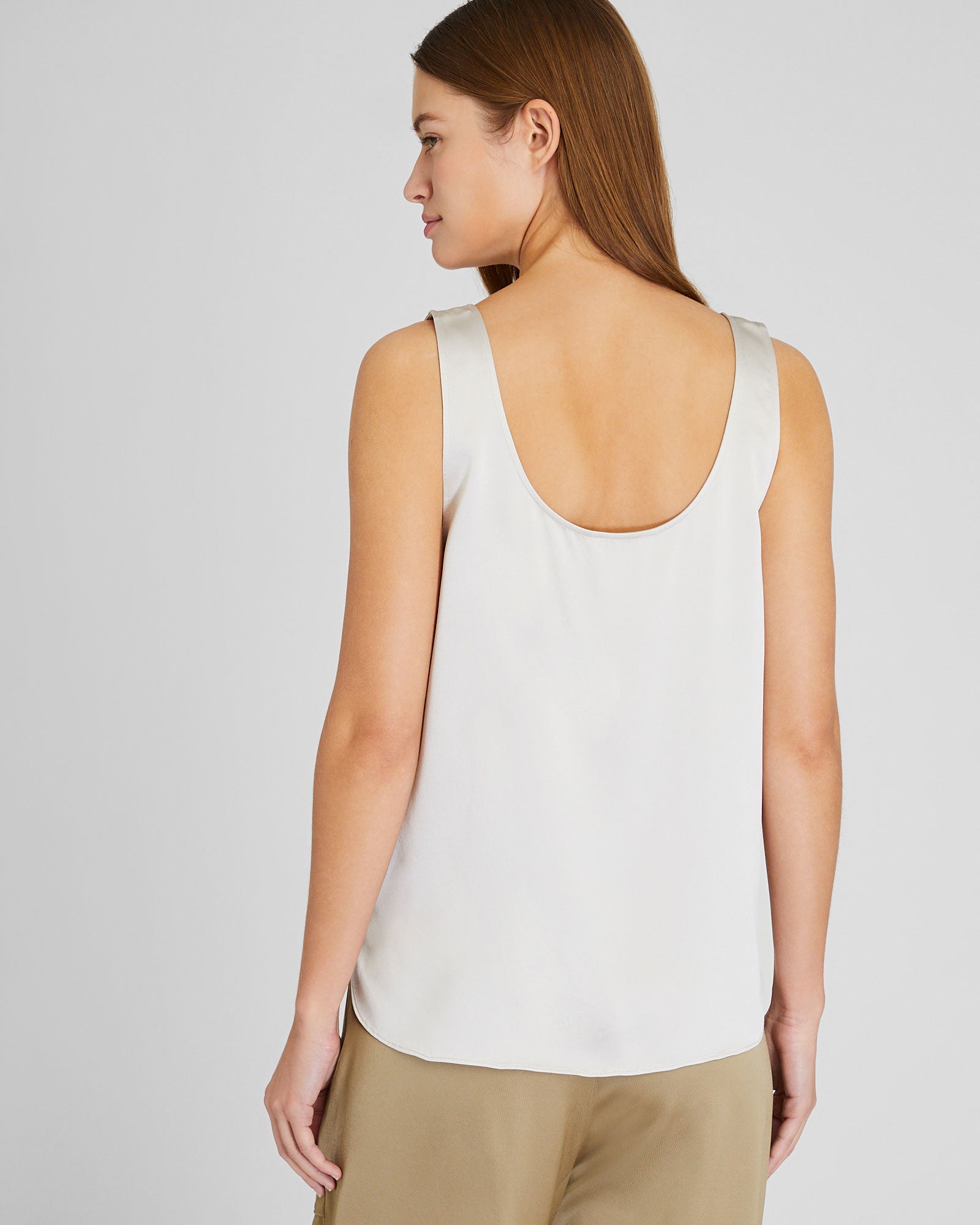 CLUB MONACO - Silk Charmeuse Scoop Neck Tank - Champagne