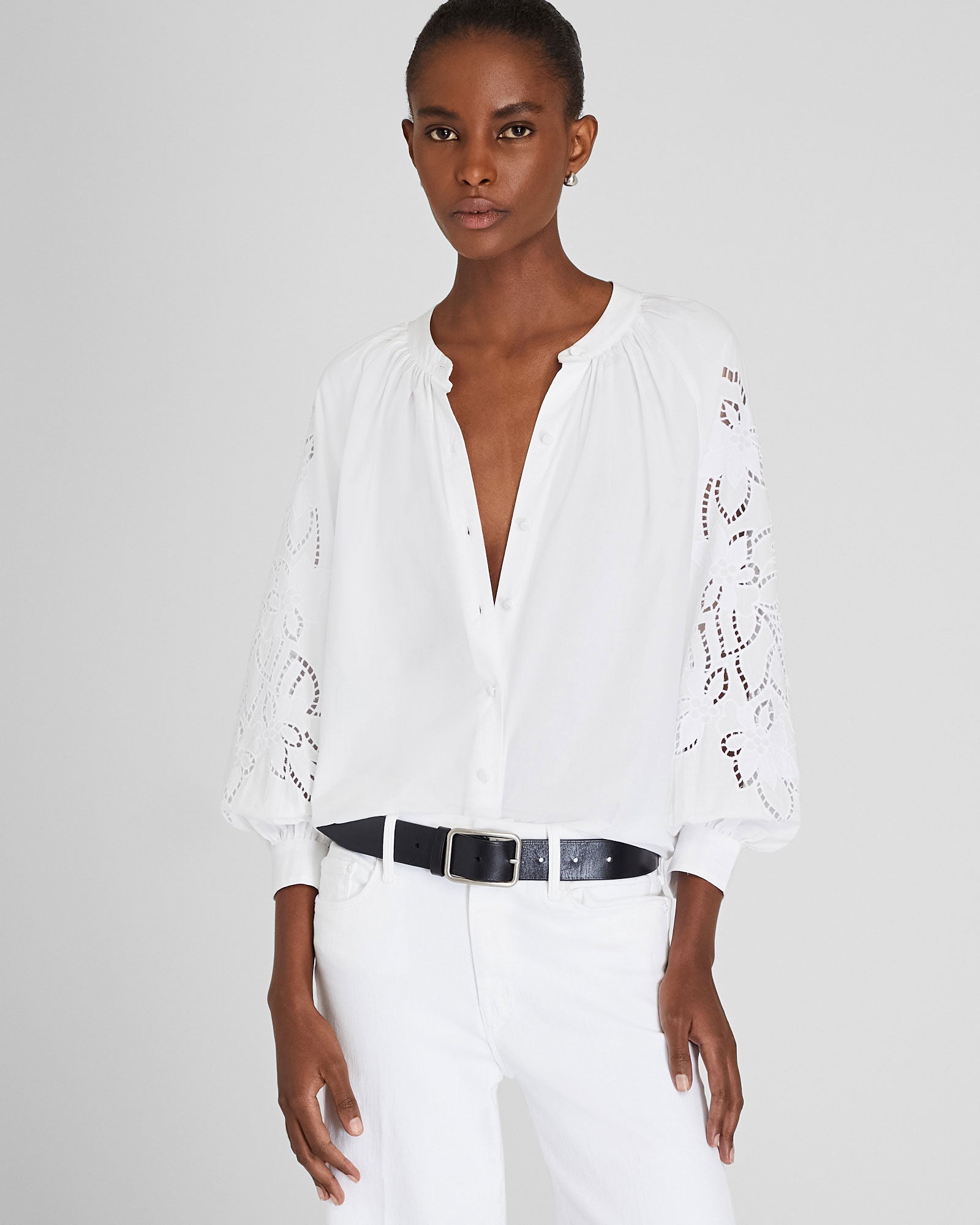 CLUB MONACO - Haut à œillets - Blanc