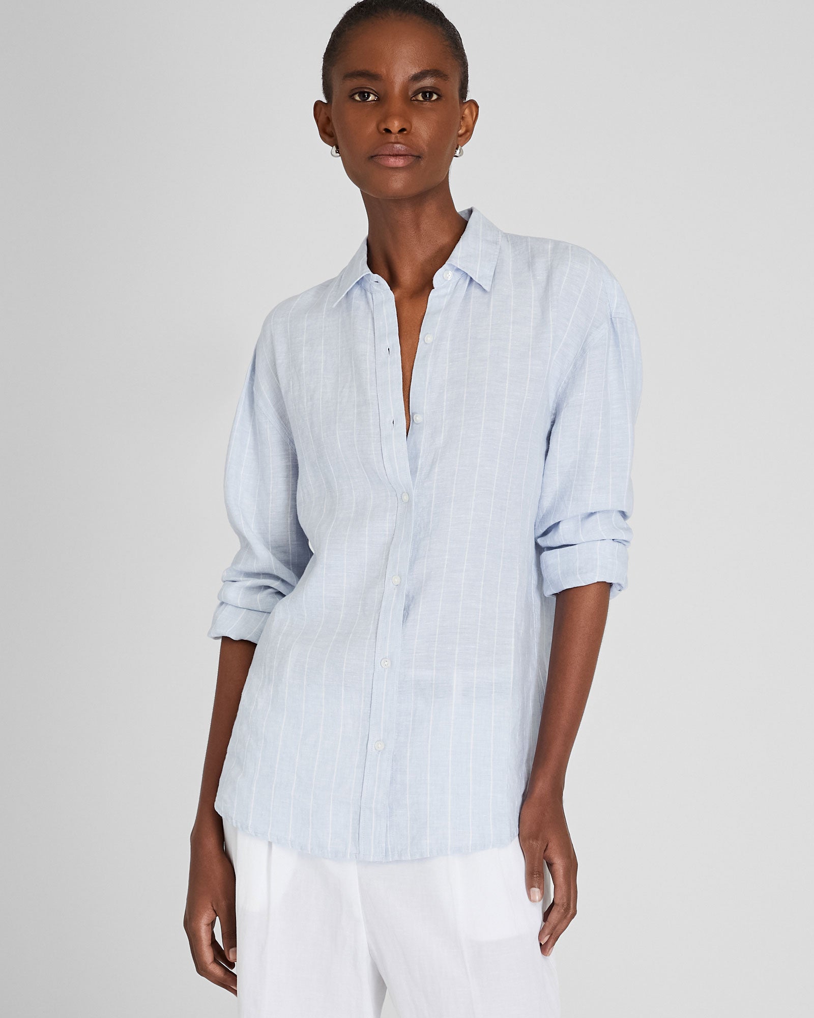 CLUB MONACO - Chemise caractéristique en lin - Base bleu clair