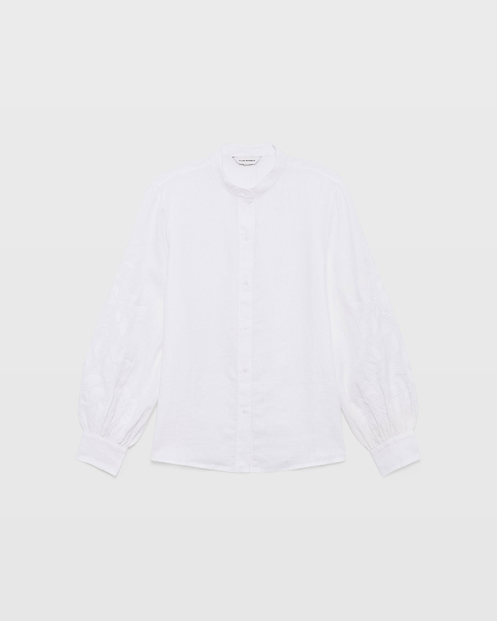 CLUB MONACO - Embroidered Blouson Sleeve Top - White
