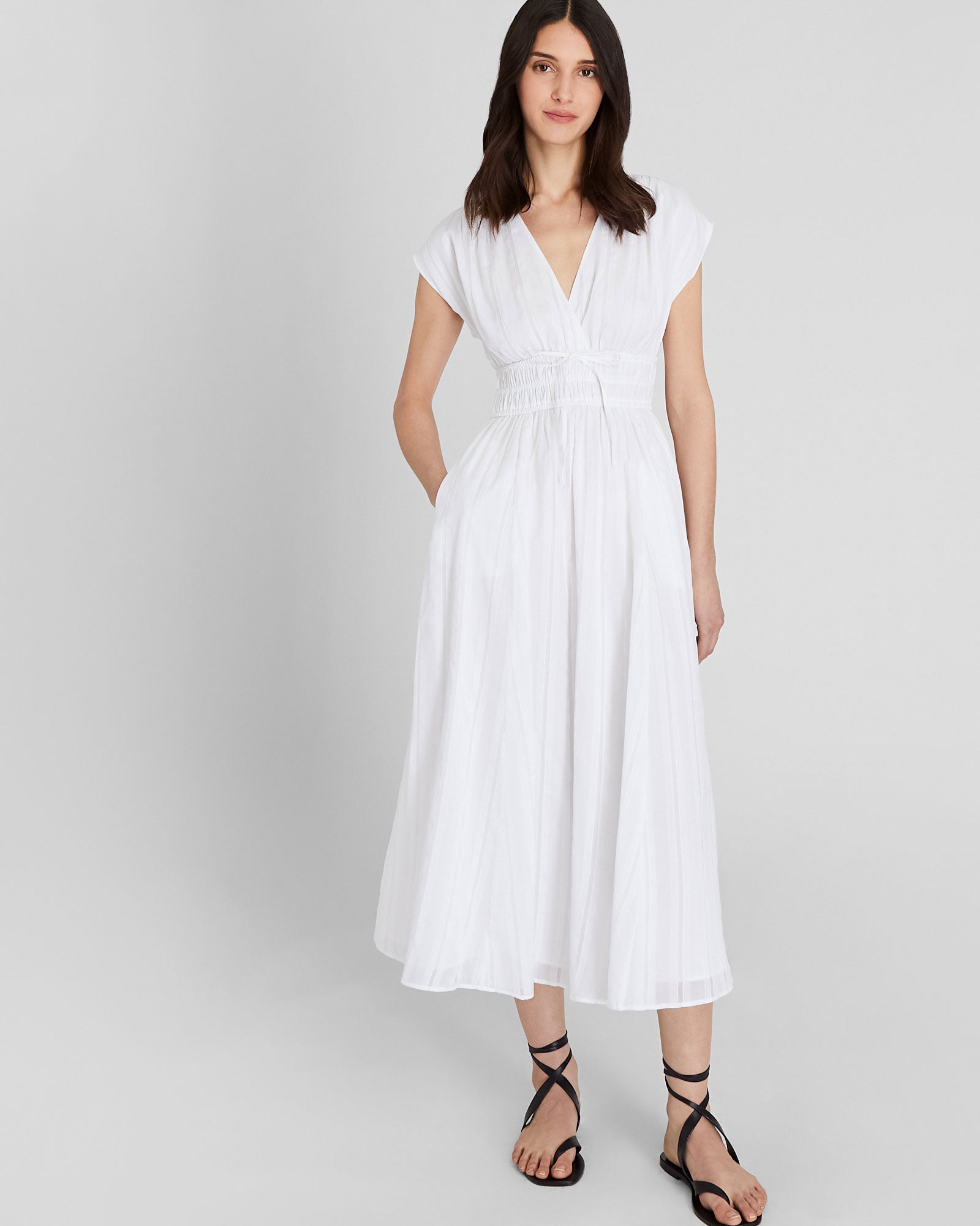 CLUB MONACO - Tie Front Midi Dress - Off White