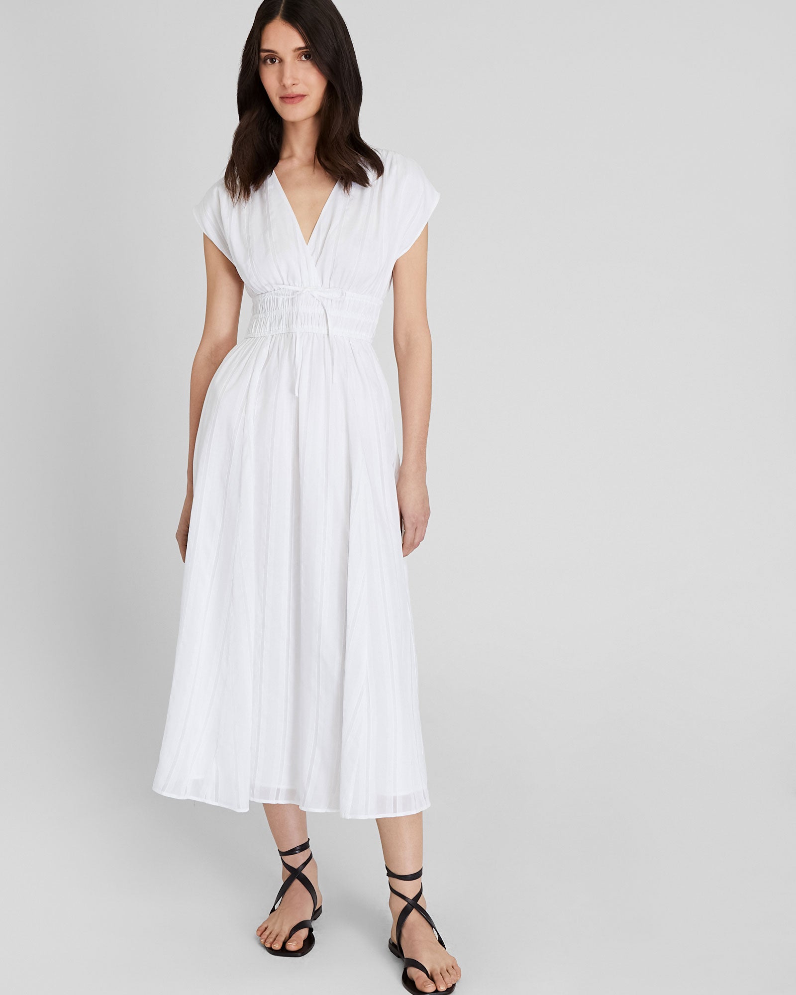 CLUB MONACO - Tie Front Midi Dress - Off White