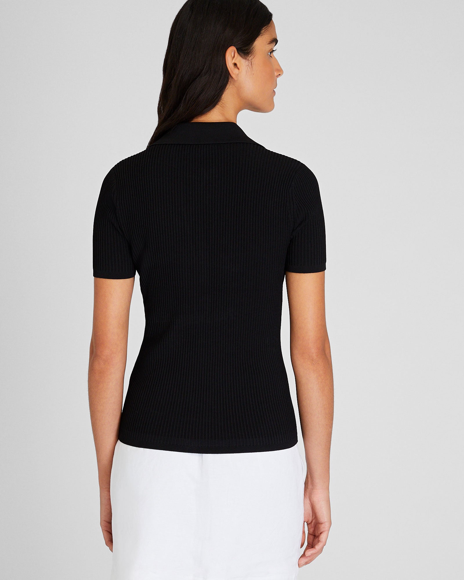 CLUB MONACO - T-shirt côtelé col polo tricoteuse - Noir