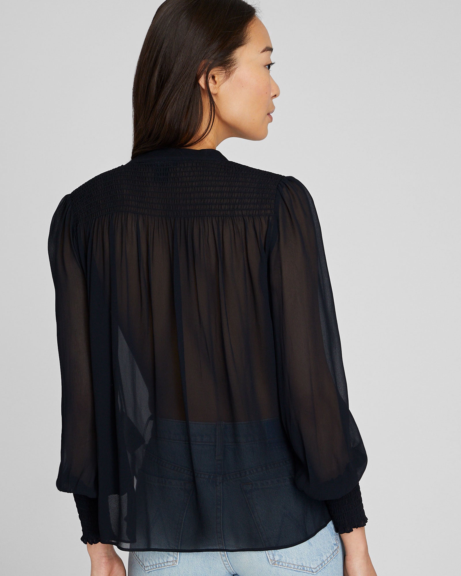 CLUB MONACO - Smocked Yoke Blouse - Black