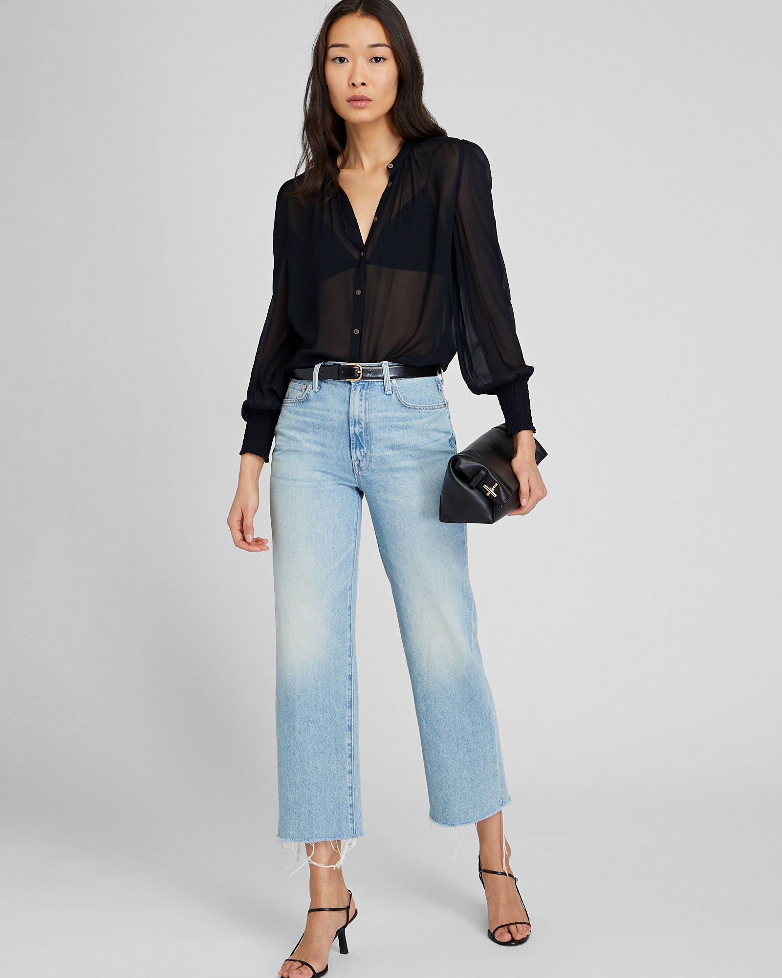 CLUB MONACO - Smocked Yoke Blouse - Black