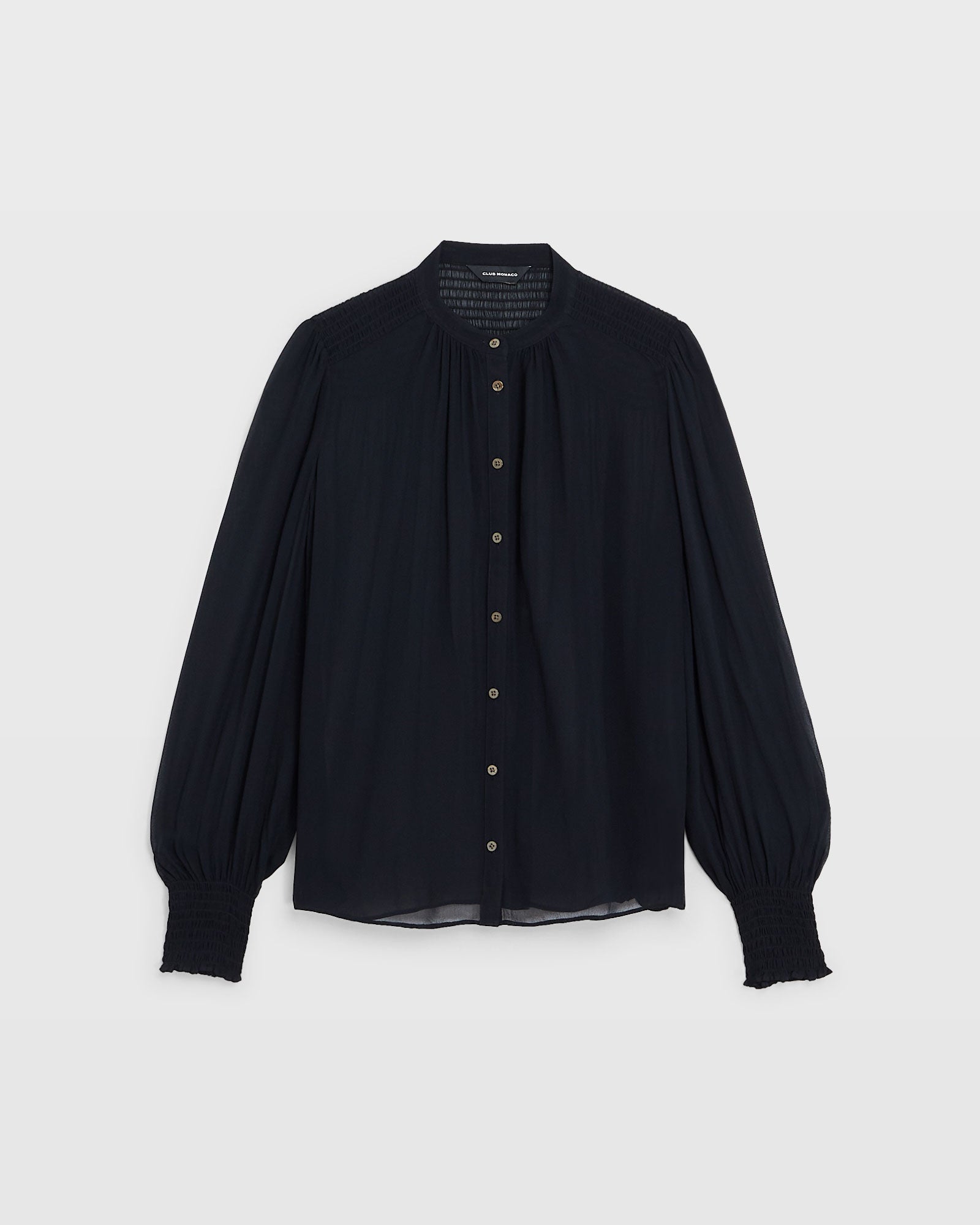 CLUB MONACO - Smocked Yoke Blouse - Black