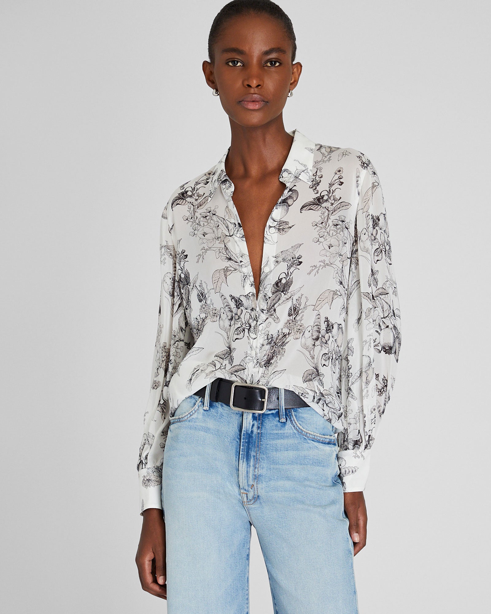 CLUB MONACO - Silk Georgette Shirt - Black