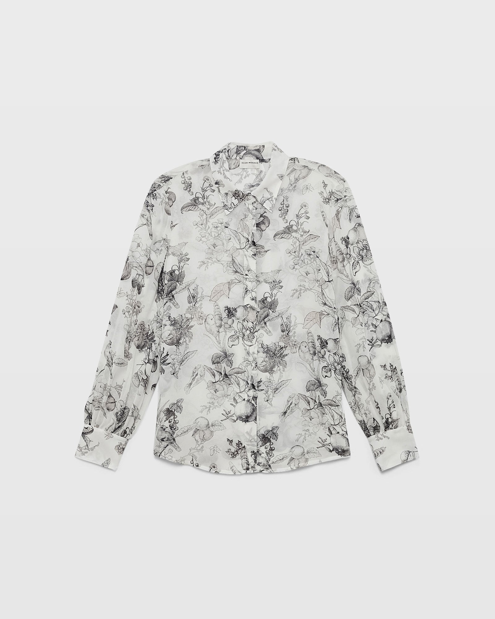 CLUB MONACO - Silk Georgette Shirt - Black