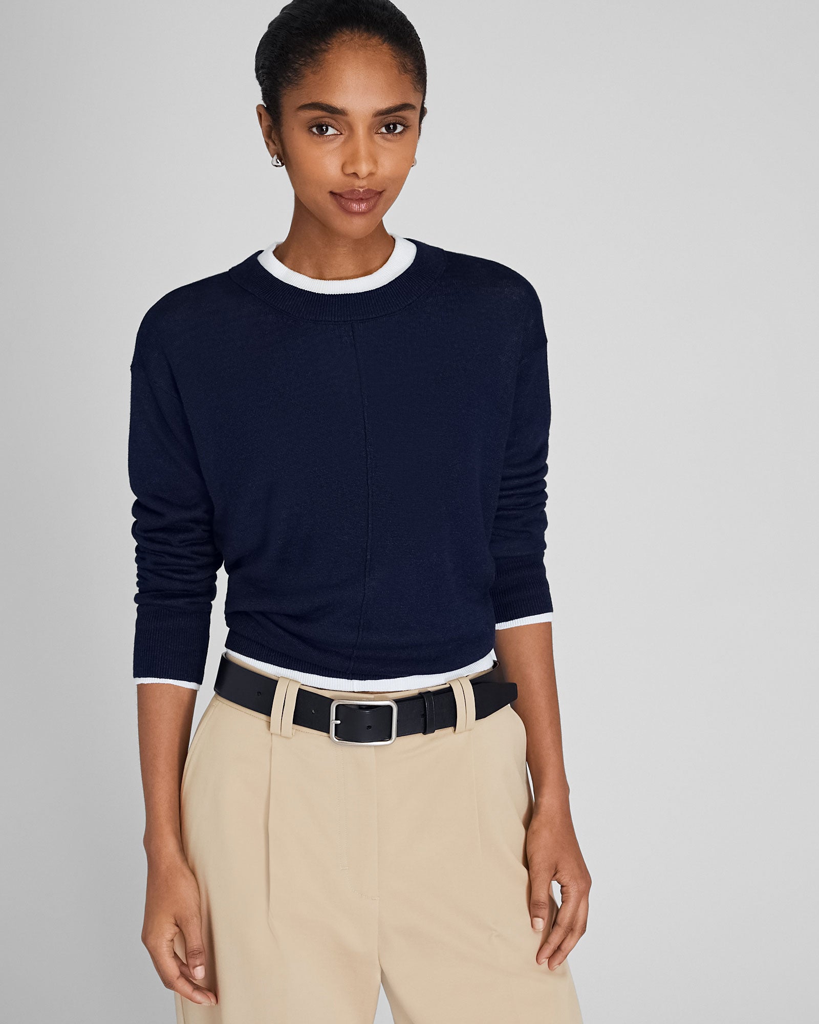 CLUB MONACO - Signature Linen Crewneck - Navy