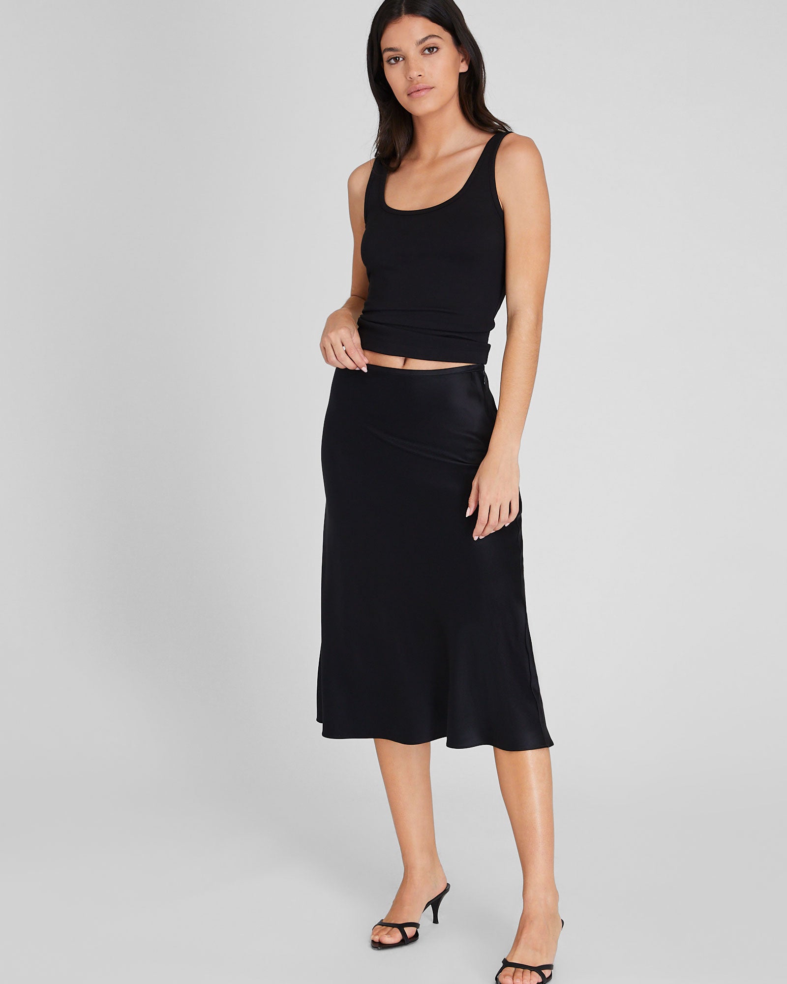 CLUB MONACO - Silk Charmeuse Midi Skirt - Black