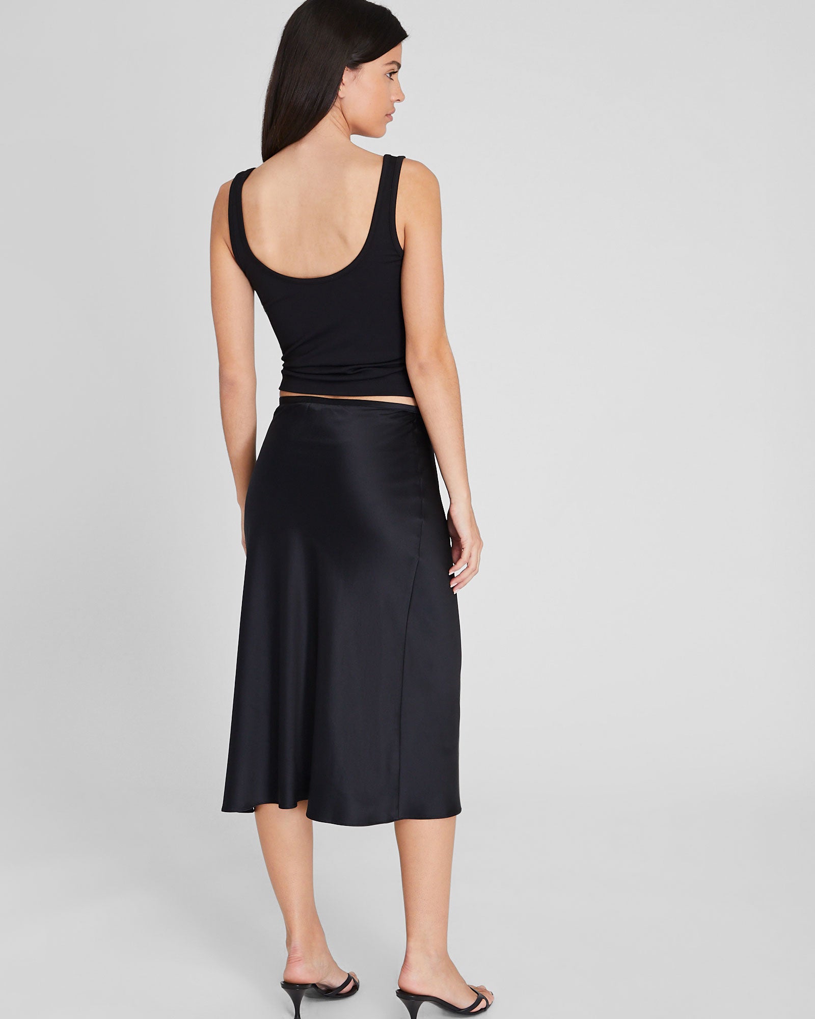 CLUB MONACO - Silk Charmeuse Midi Skirt - Black