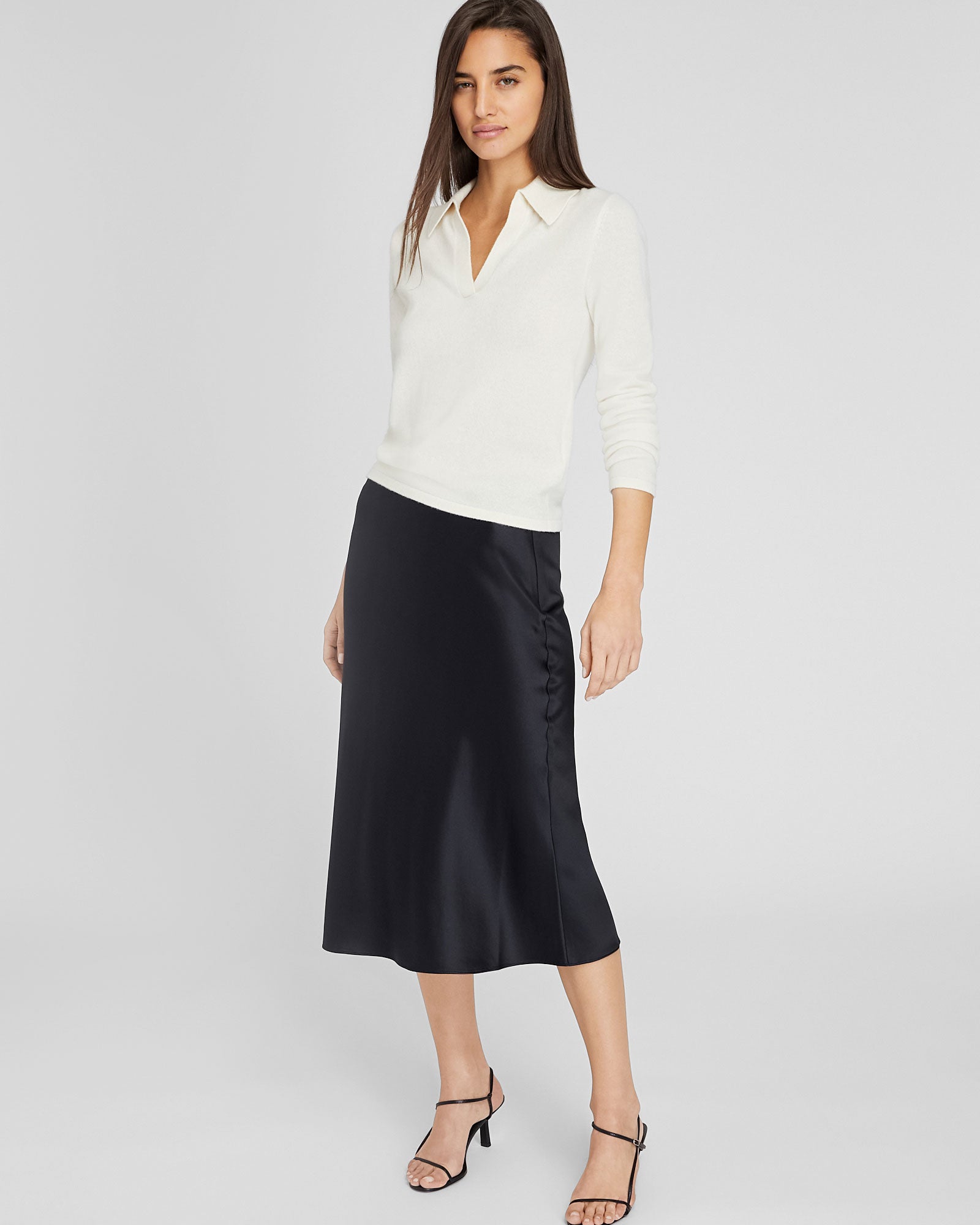 CLUB MONACO - Silk Charmeuse Midi Skirt - Black