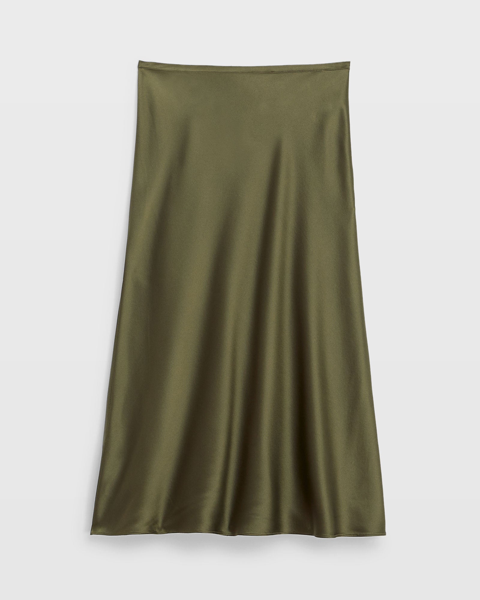 CLUB MONACO - Jupe mi-longue en soie charmeuse - Olive