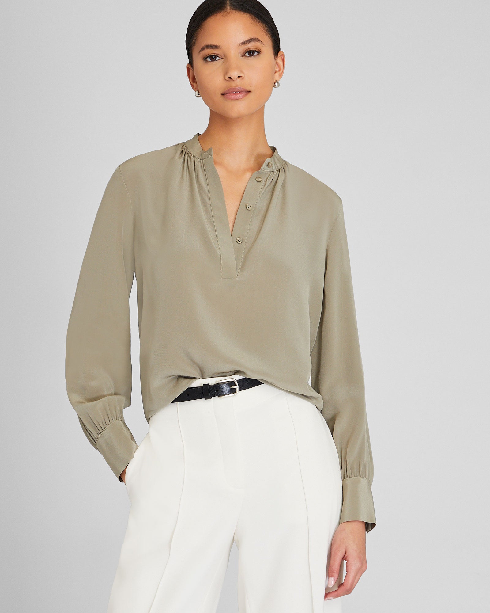 CLUB MONACO - CHEMISE EN SOIE À ENFILER - Chêne