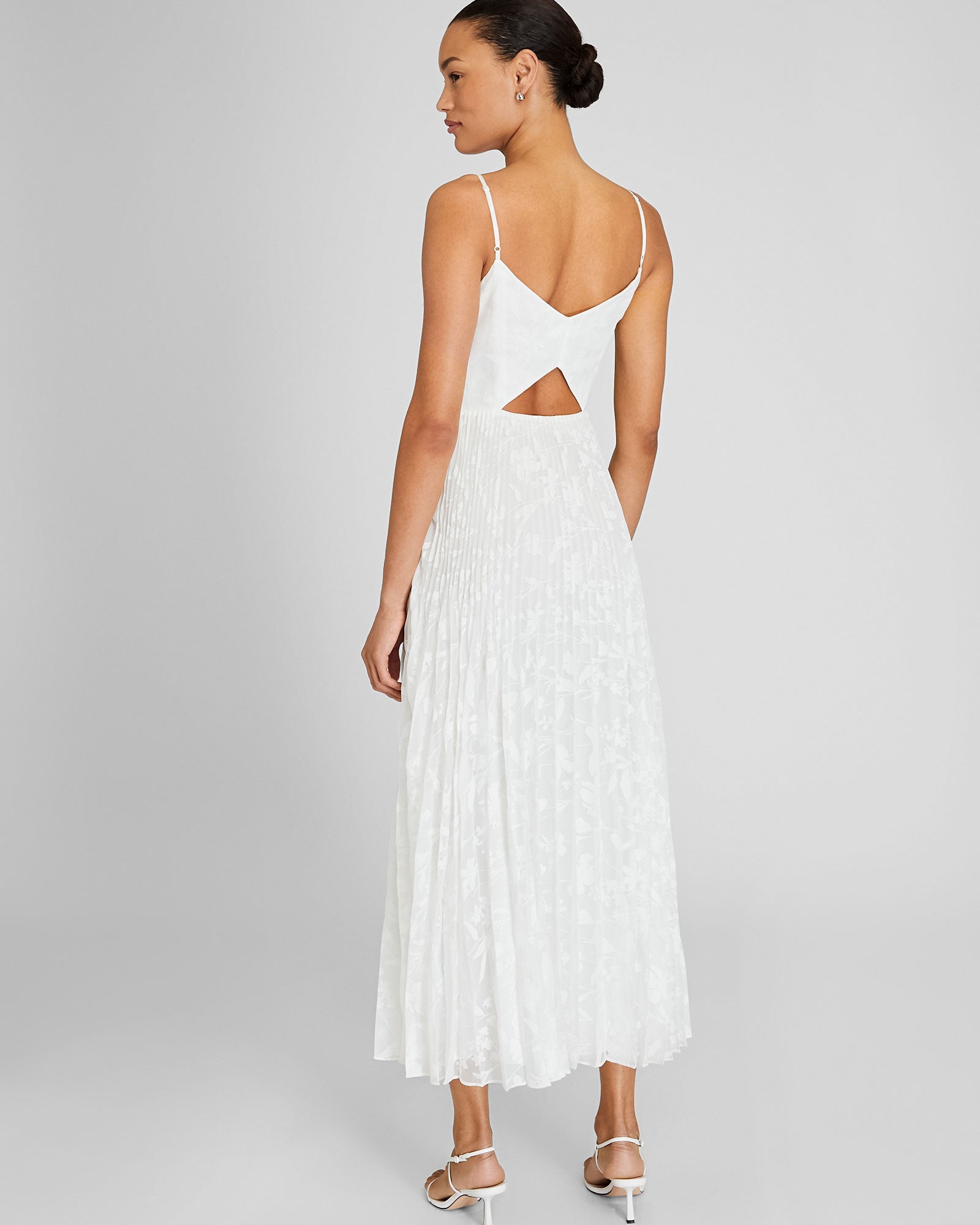CLUB MONACO - Jacquard Strappy Pleated Midi Dress - Off White