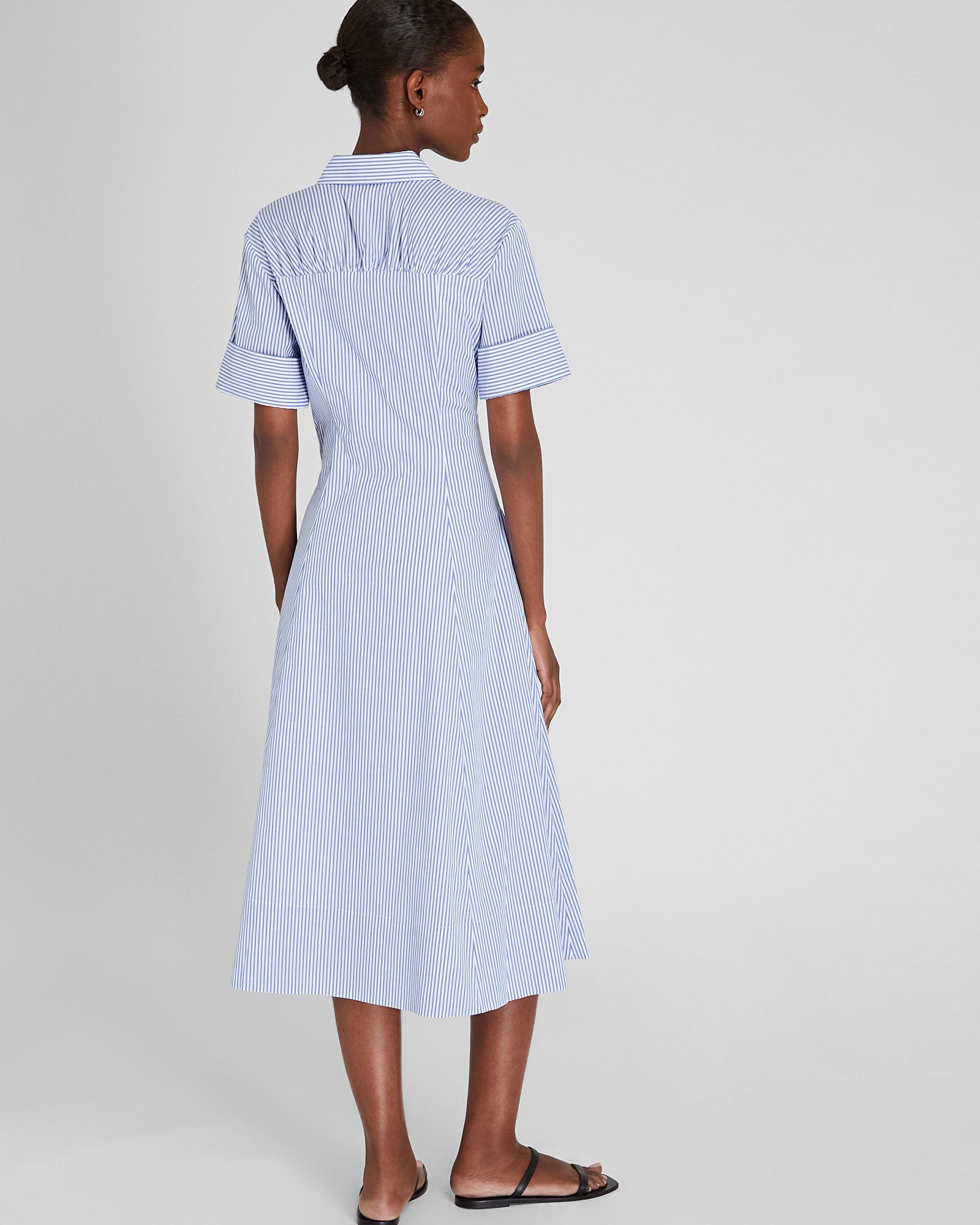 CLUB MONACO - Striped Cotton Poplin Shirt Dress - Blue Stripe