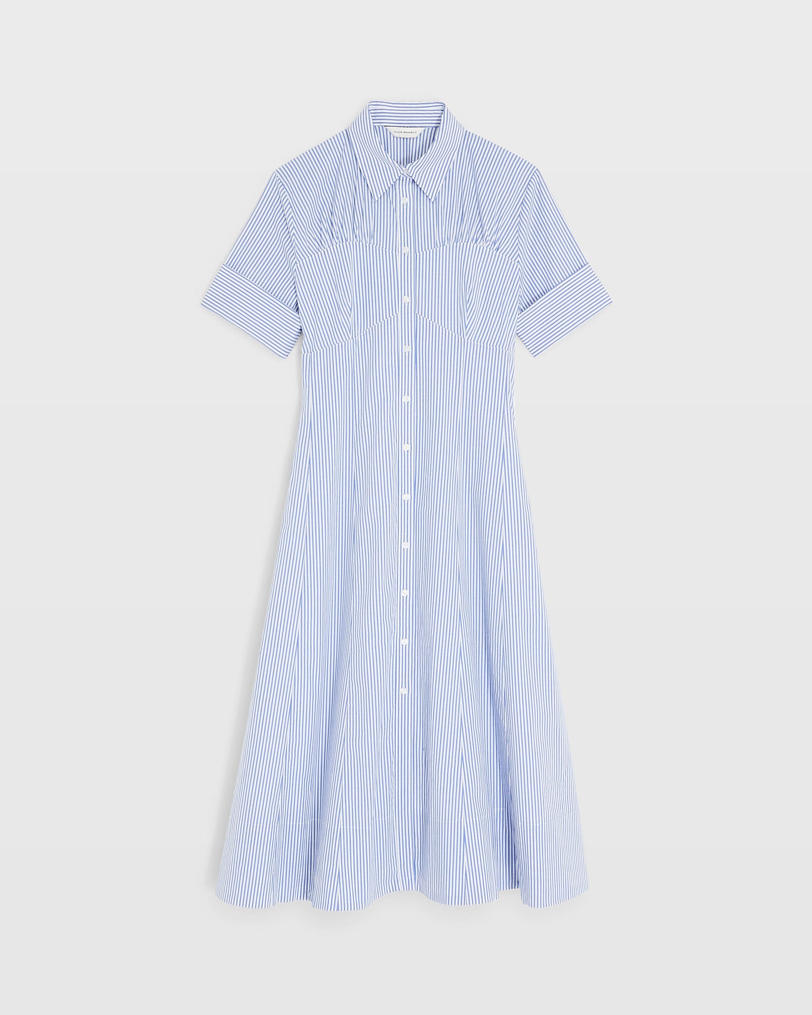 CLUB MONACO - Striped Cotton Poplin Shirt Dress - Blue Stripe